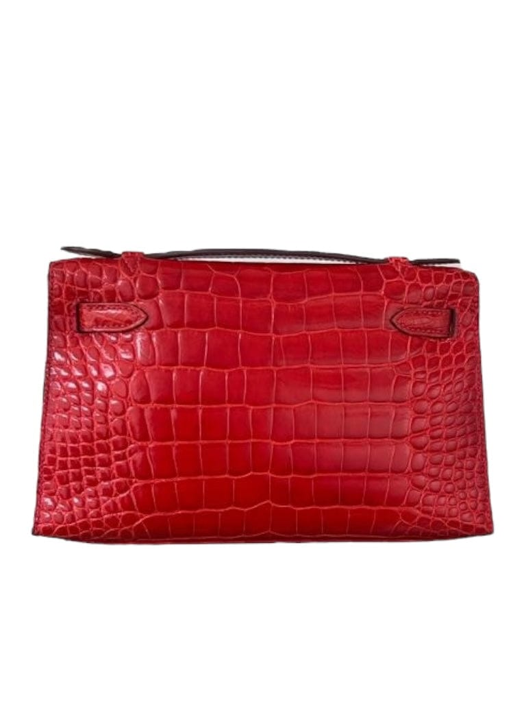 LuxuryPromise Hermes Kelly Pochette Geranium Shiny Alligator PBHW #P MPD0002