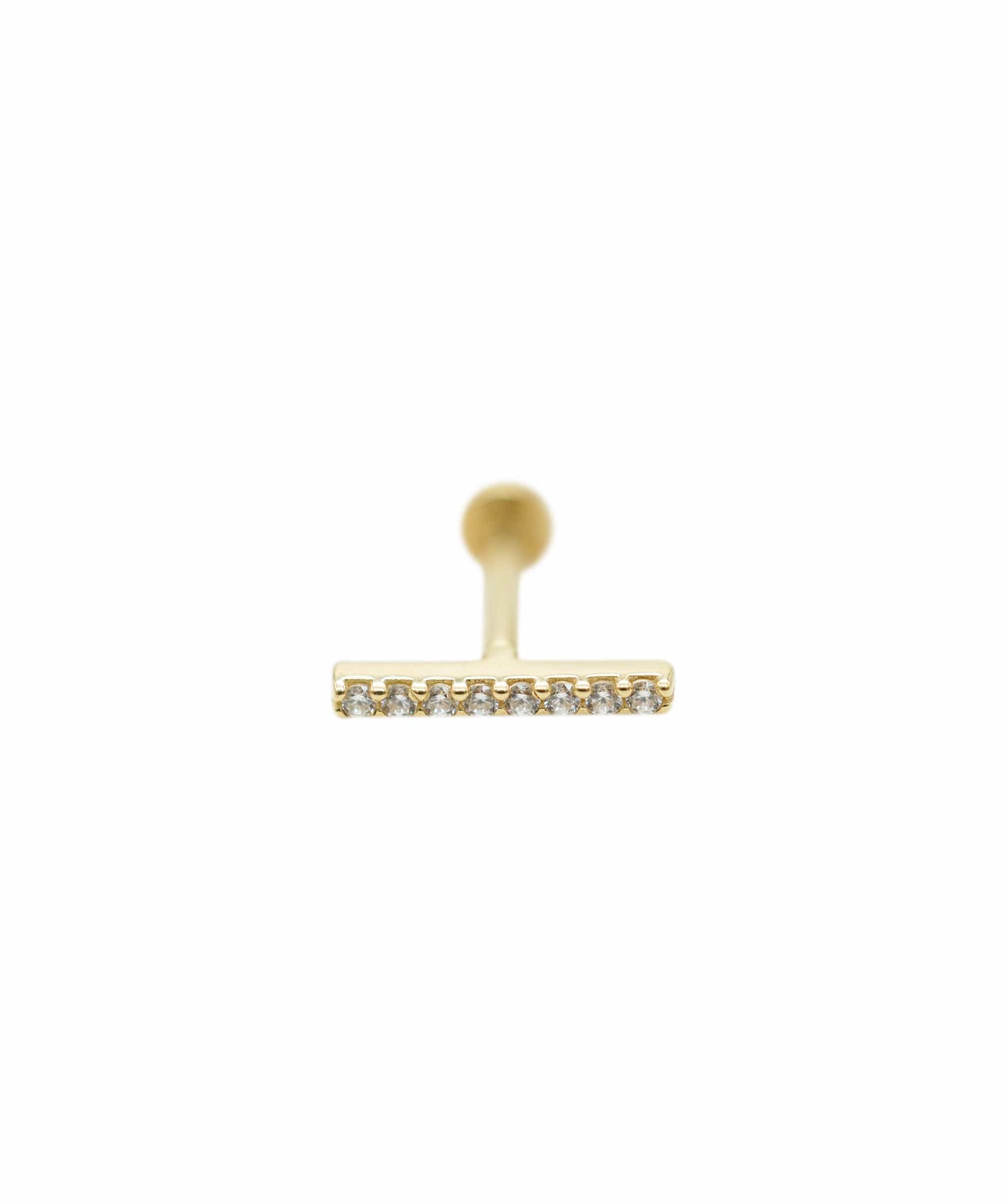 LuxuryPromise 14 Carat Gold Diamante Straight Helix/Cartilage Piercing QOHC4