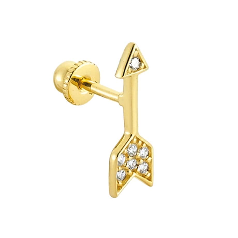 LuxuryPromise 14 Carat Gold Stone Arrow Minimal Helix/Cartilage Piercing QOHC6