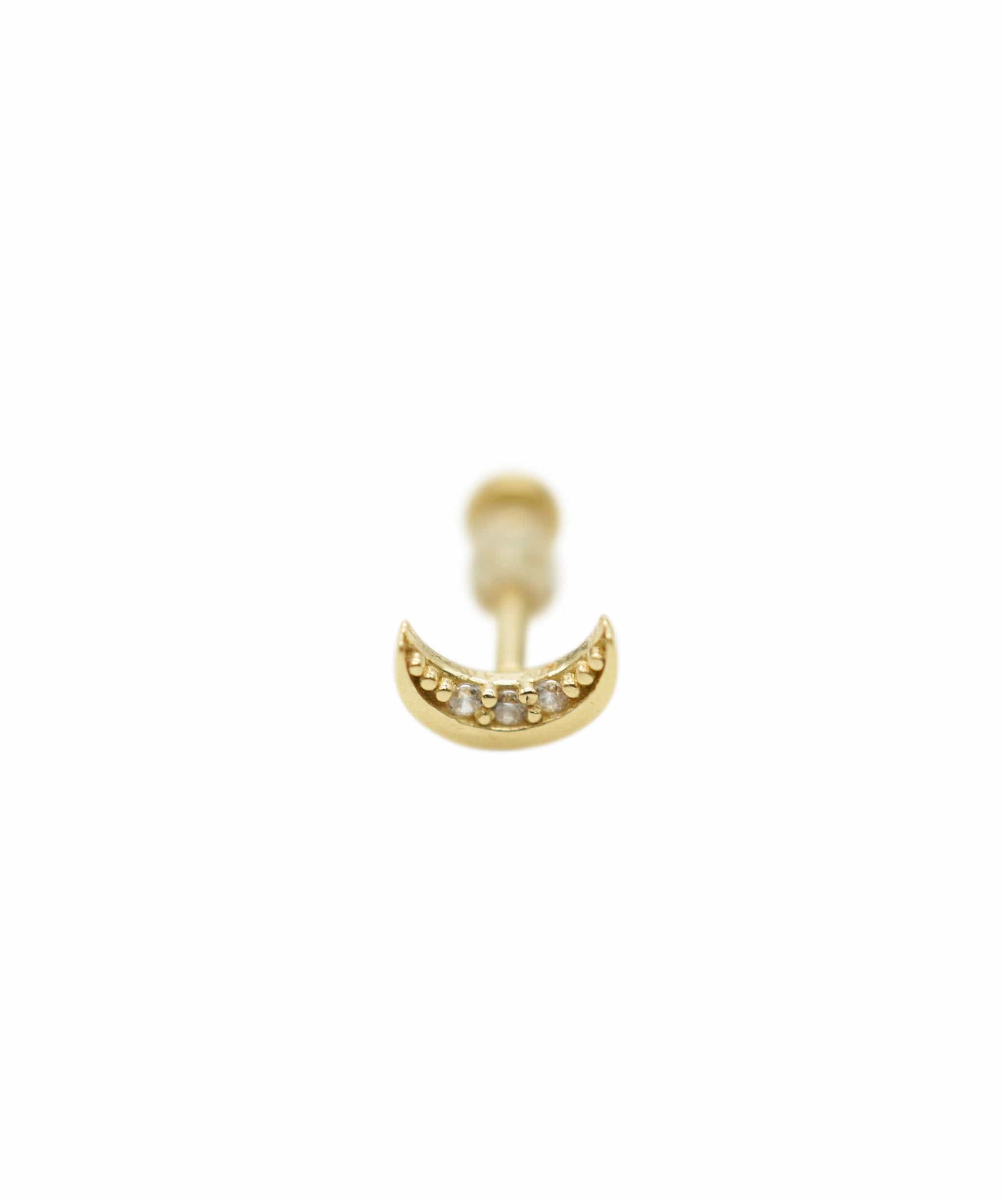 LuxuryPromise 14 Carat Gold Stone Moon Helix/Cartilage Piercing QOHC5