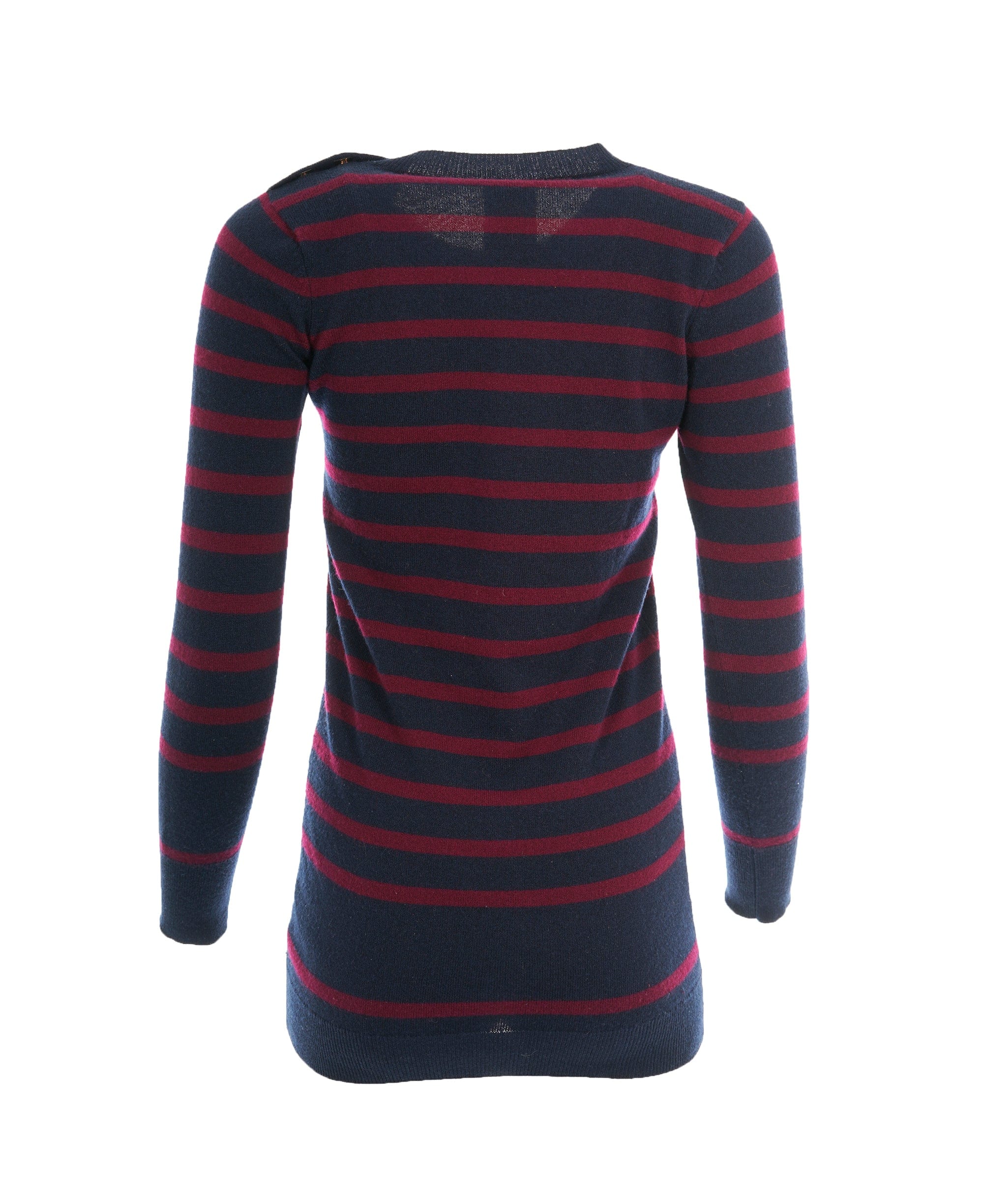 LuxuryPromise Chanel Navy & Burgundy Cashmere CC Turnlock Striped - FR 34 ALC1964