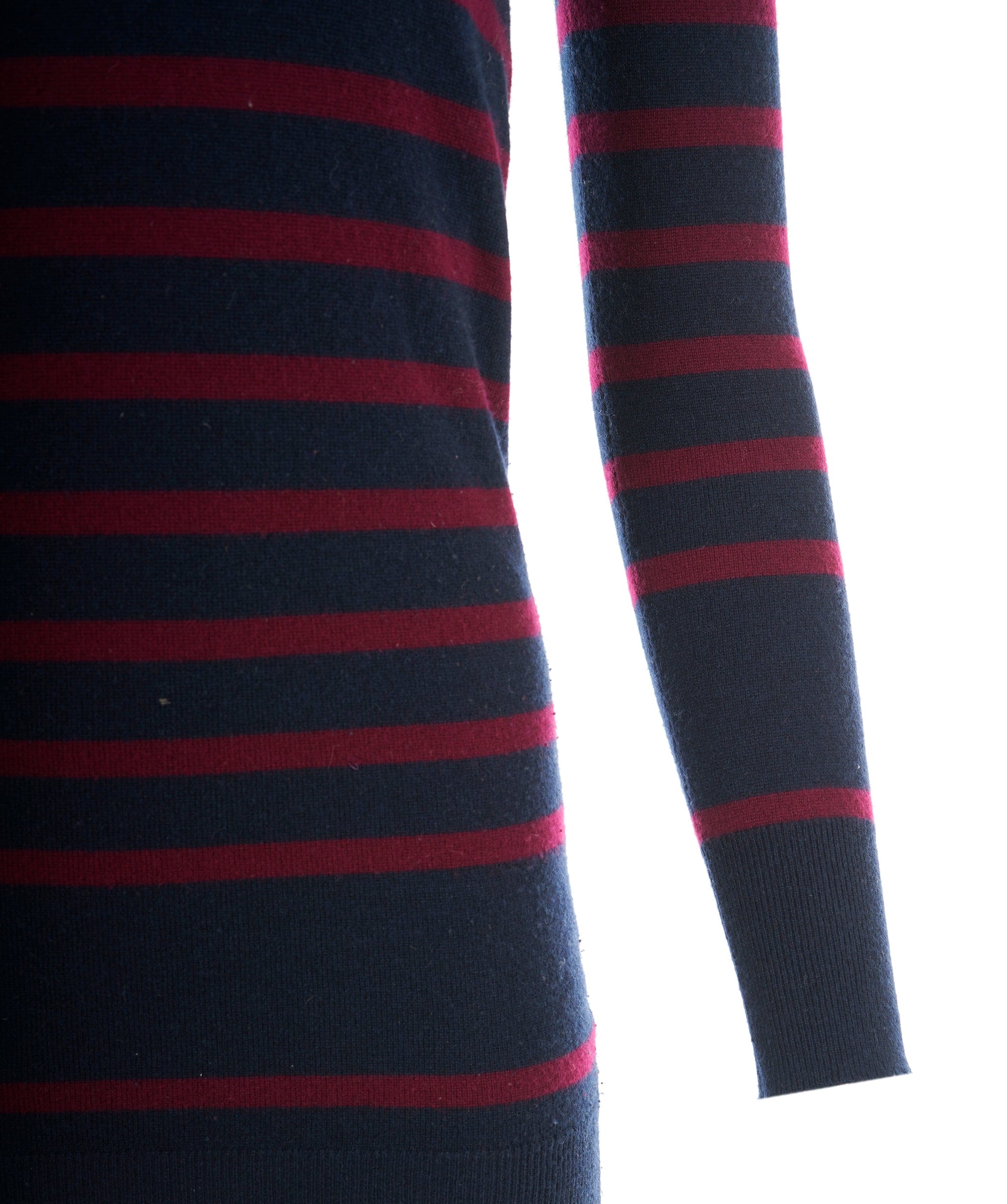 LuxuryPromise Chanel Navy & Burgundy Cashmere CC Turnlock Striped - FR 34 ALC1964