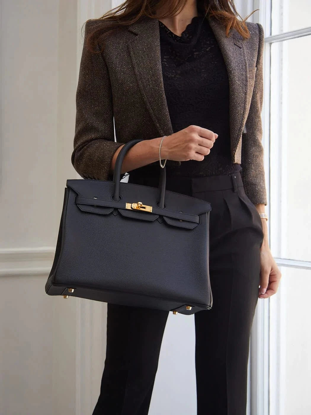 LuxuryVault 35cm Hermès Birkin in Black Togo Leather with Gold Hardware C Stamp -01B35694