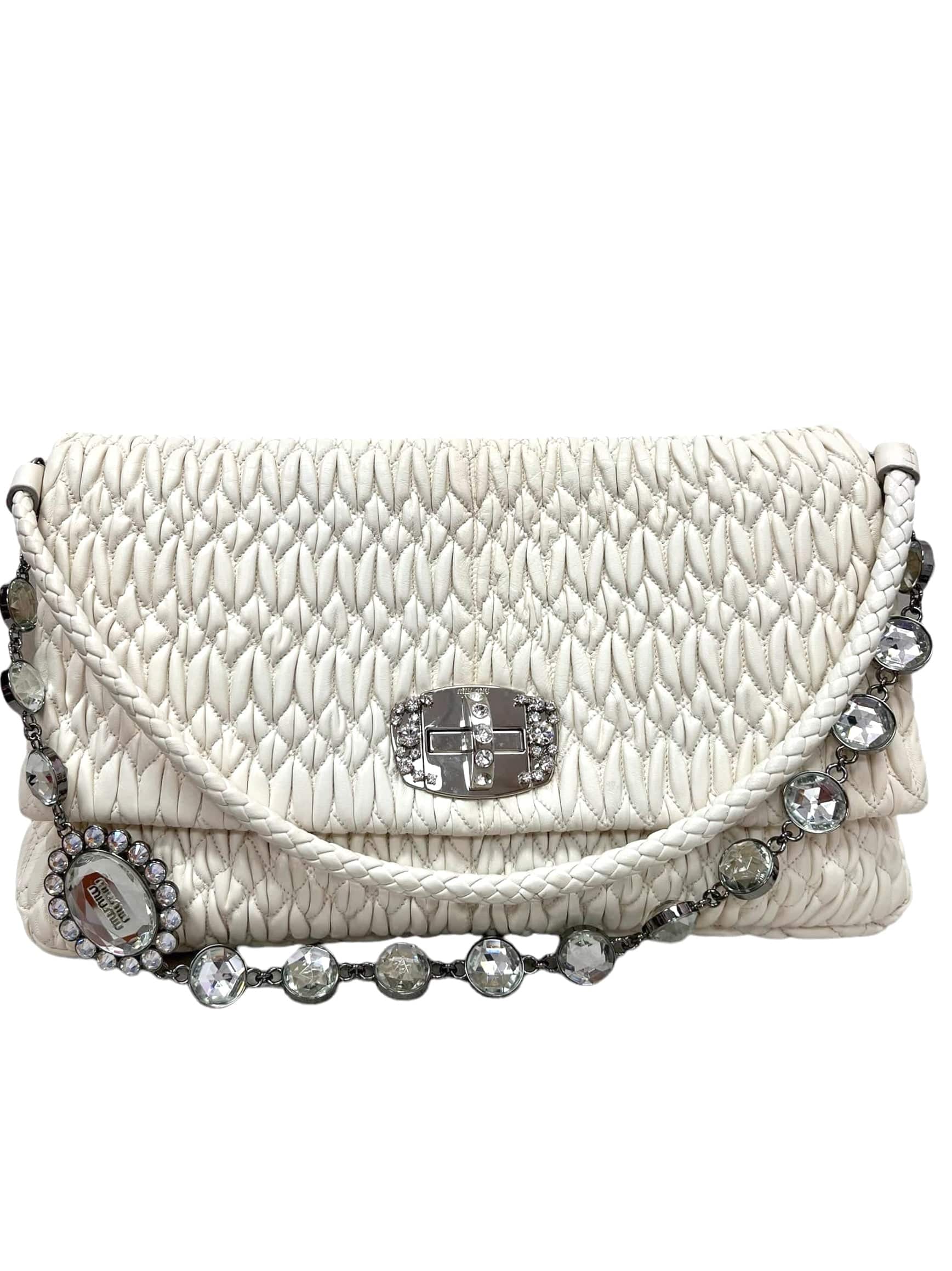 Miu Miu Miu Miu Matelasse Jewel Clutch Craie SKC1700