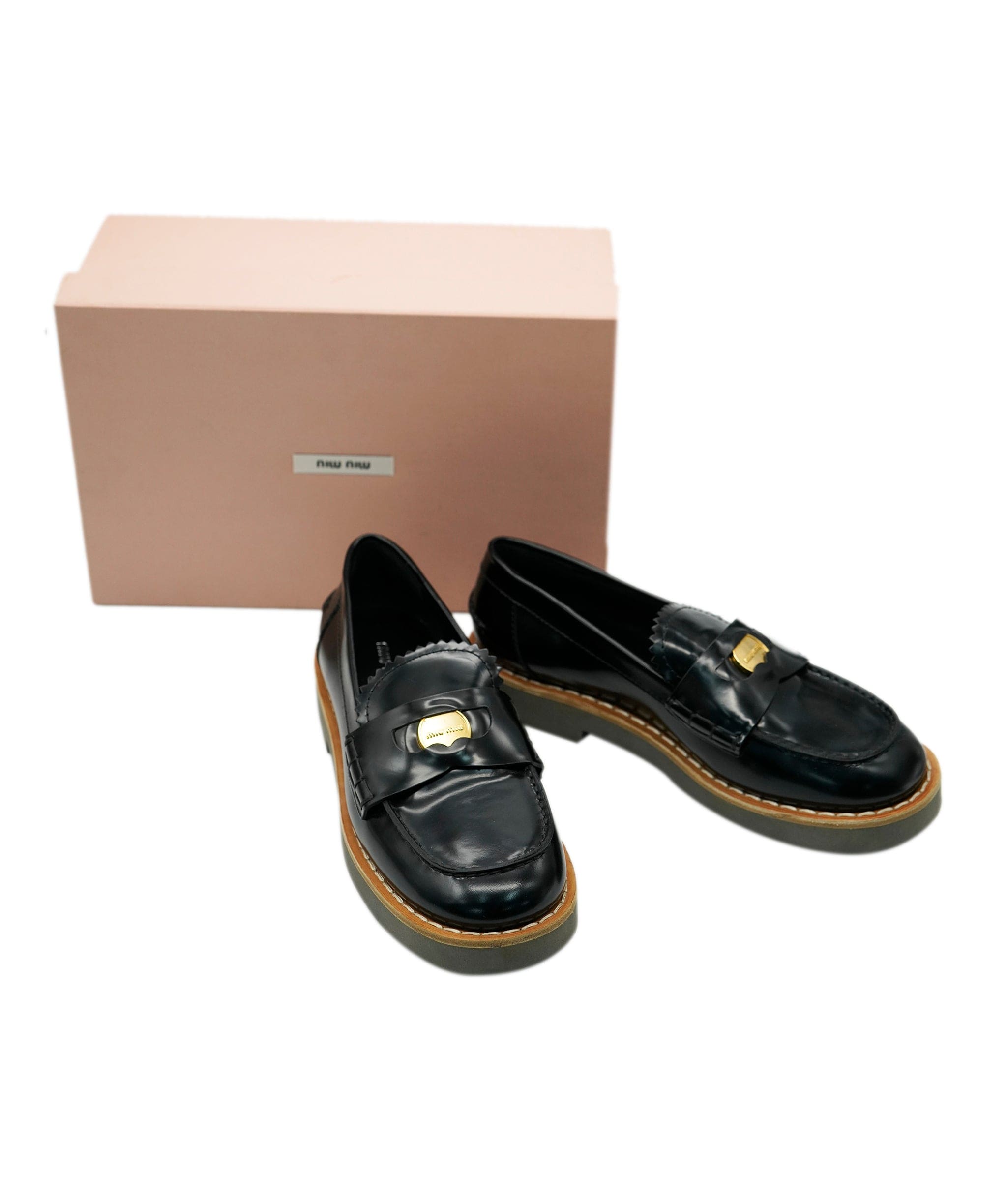 Miu Miu Miu Miu Black Logo Loafers ALC1783