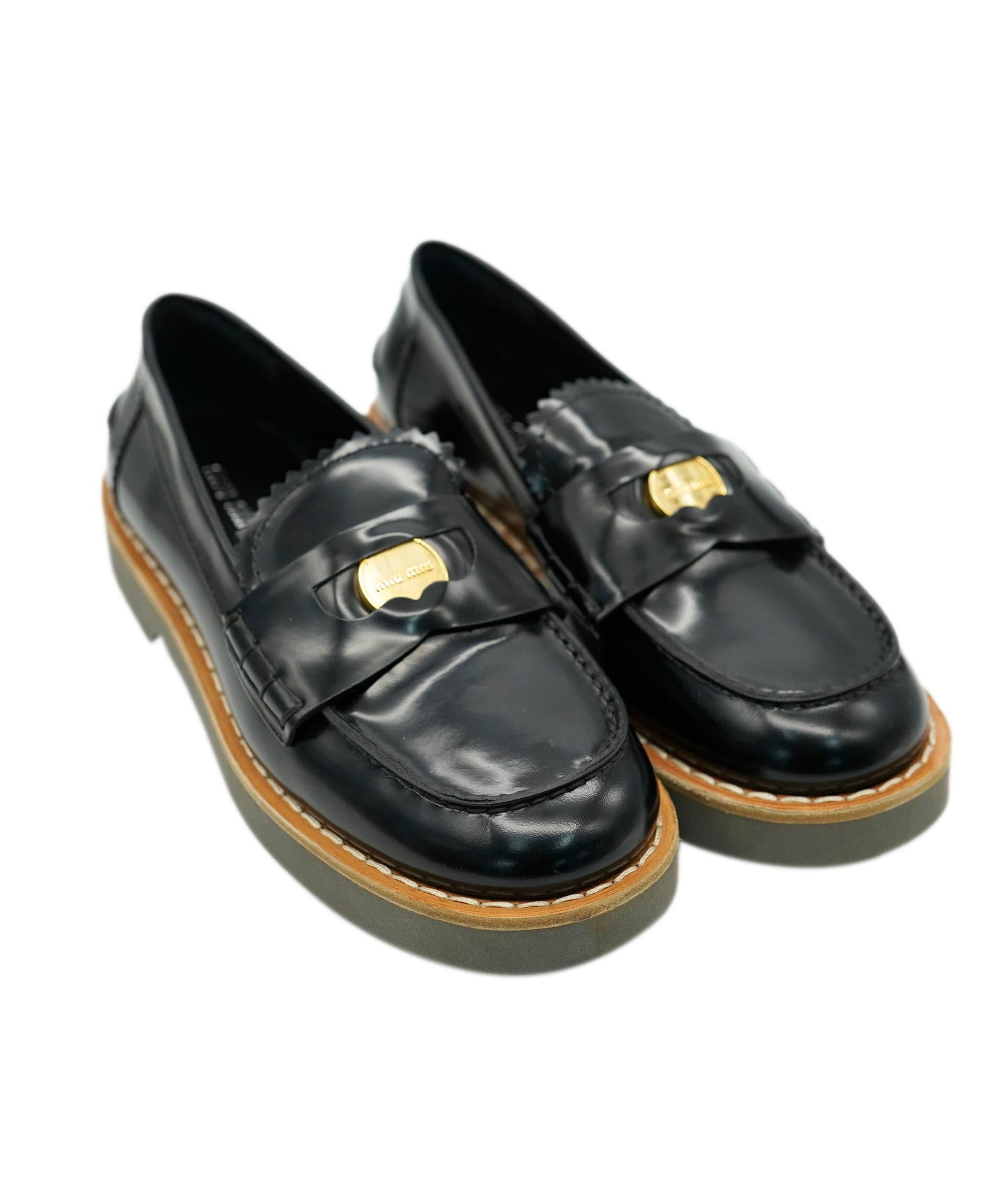 Miu Miu Miu Miu Black Logo Loafers ALC1783