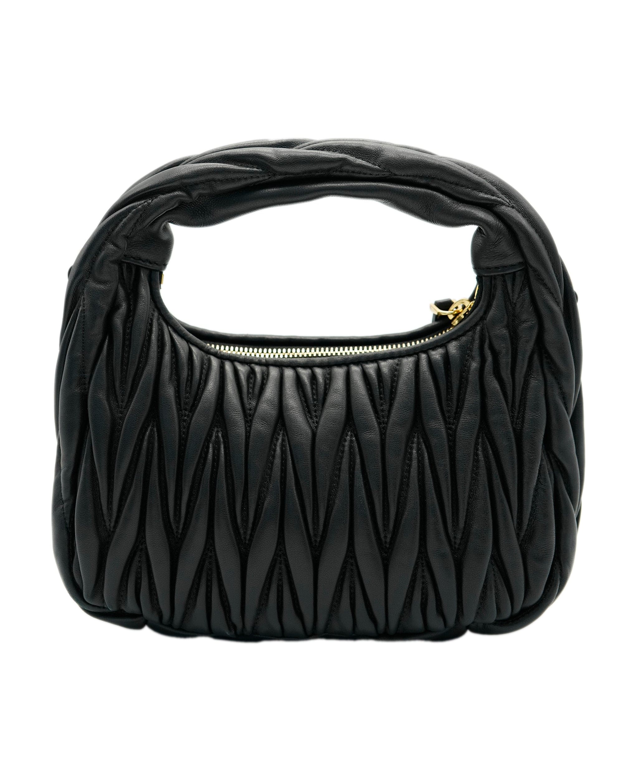 Miumiu Miu Miu Black Leather Mini Wander Hobo 131958