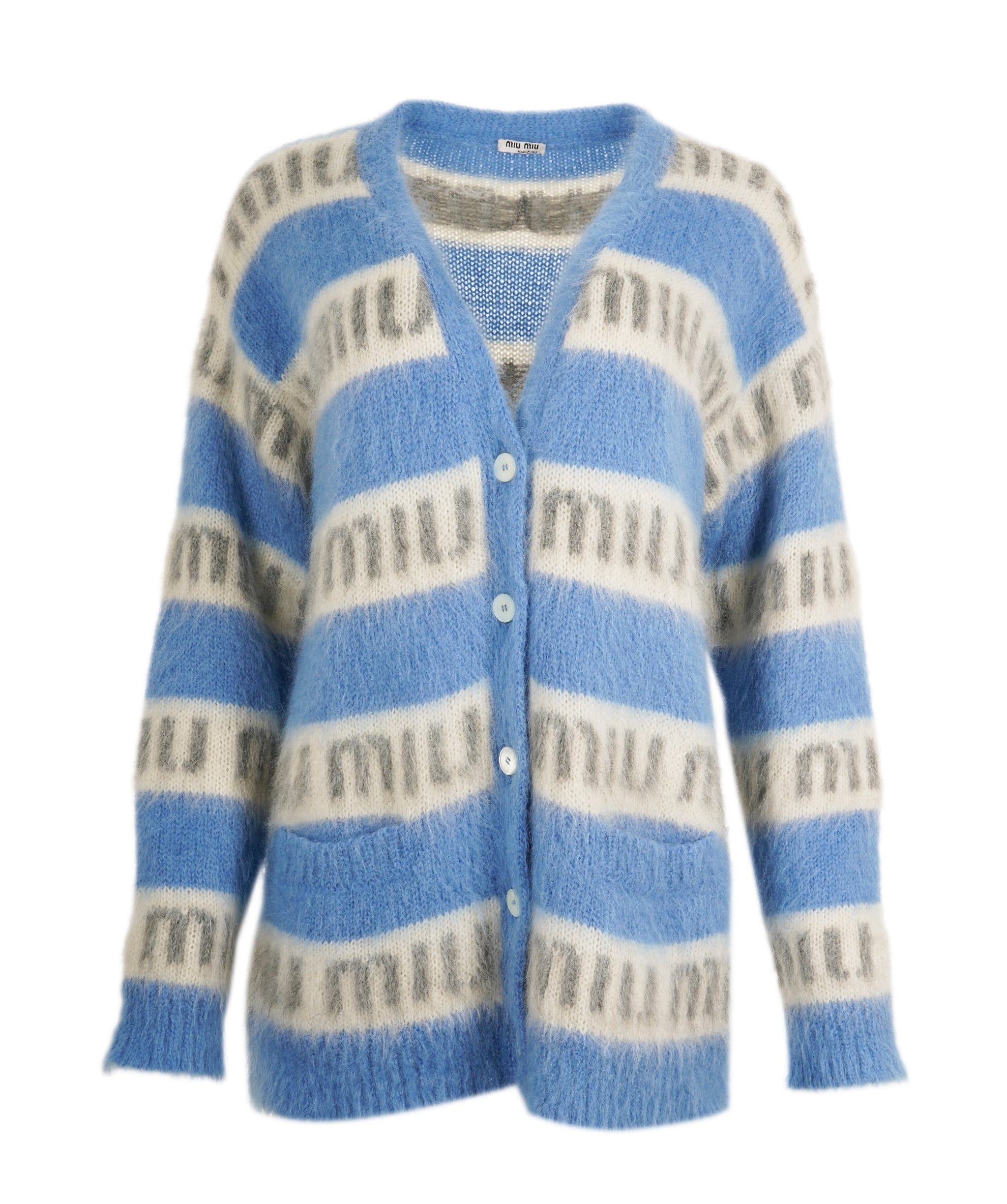 Miumiu Miu Miu Blue Logo Cardigan ALL0446