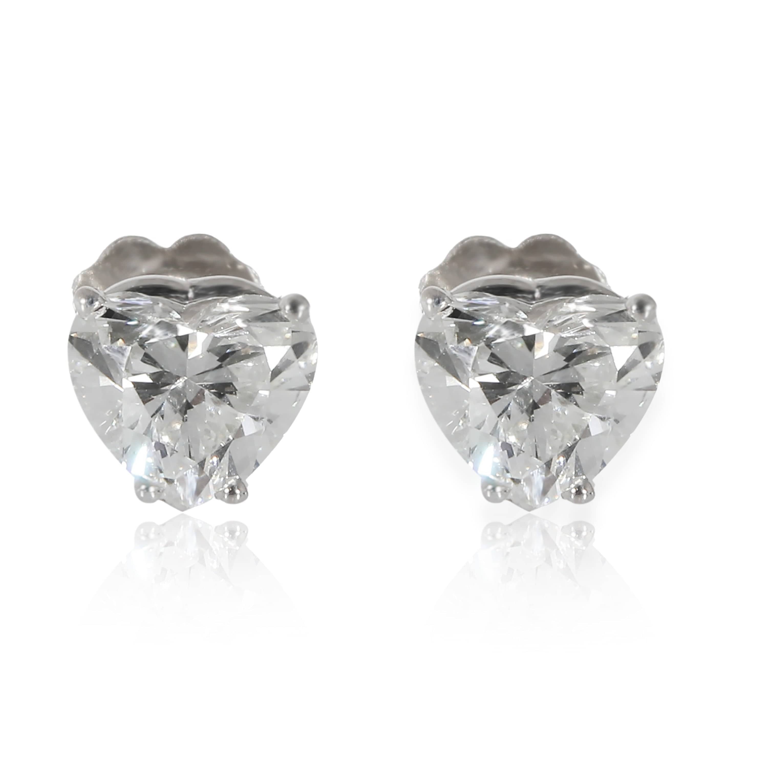 myGemma Diamond Heart Stud Earrings in 18 White Gold (2.02 CTW)