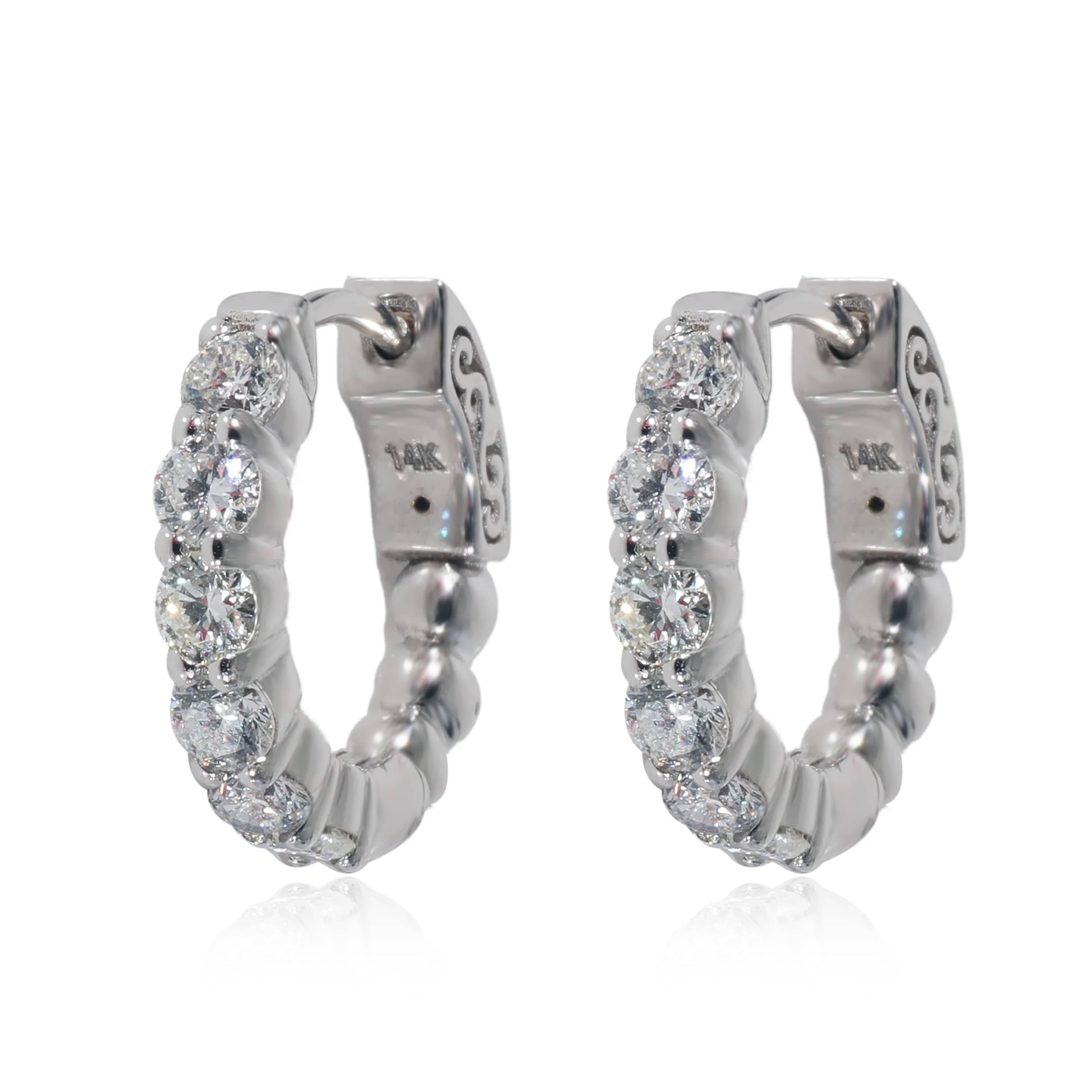 myGemma Mini Diamond Hoop Earring in 14K White Gold 1 CTW