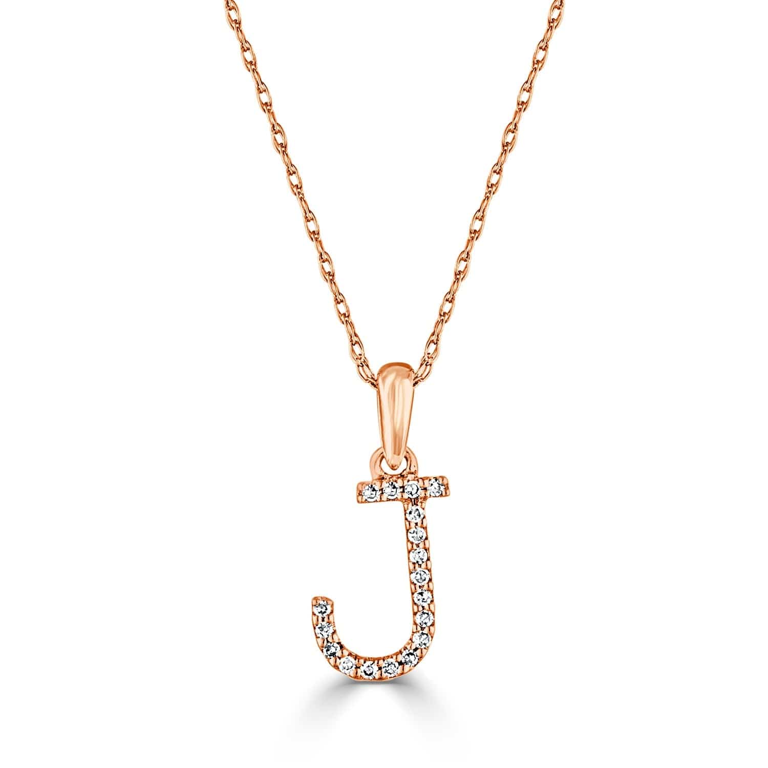 14k Gold & Diamond Initial Necklace- J