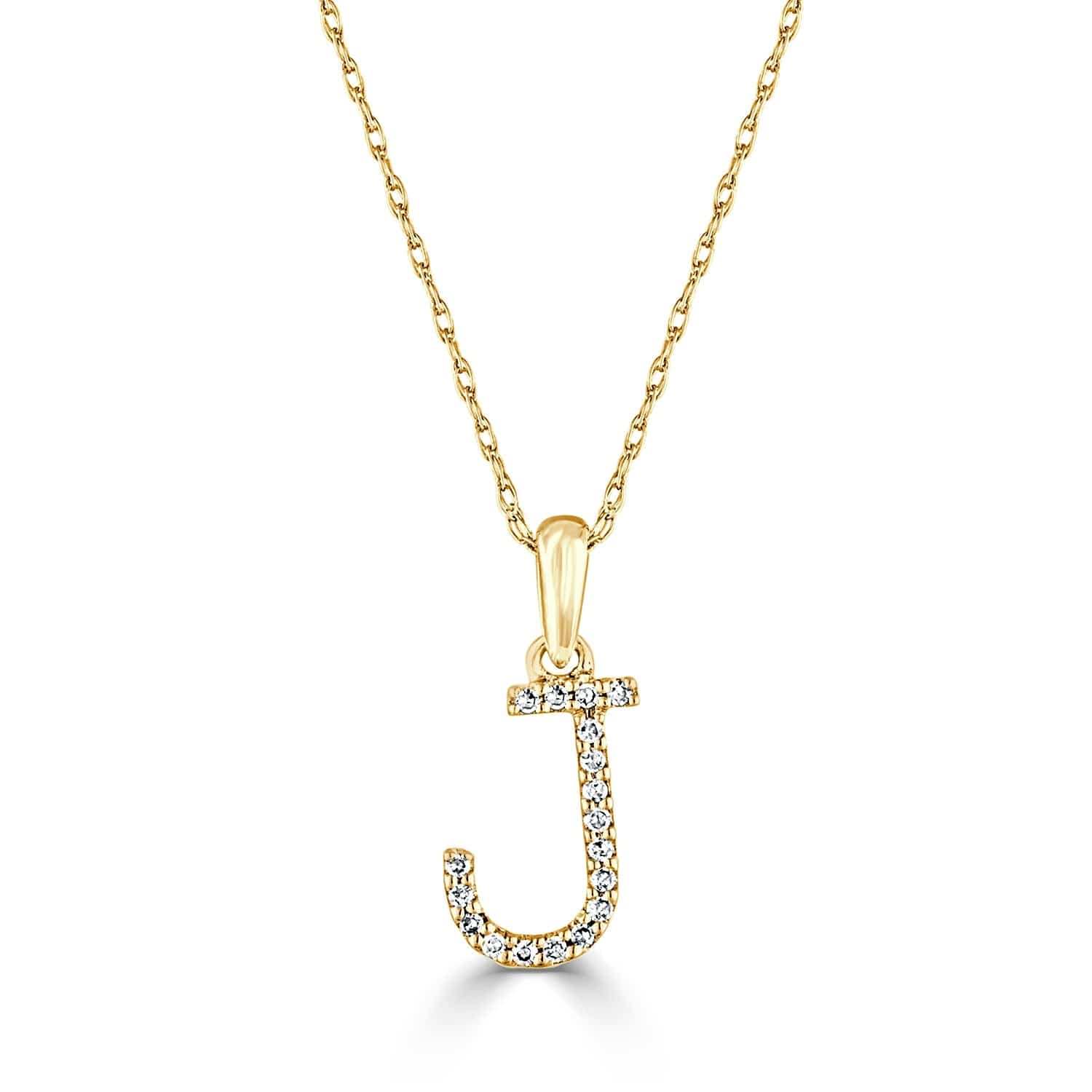 14k Gold & Diamond Initial Necklace- J