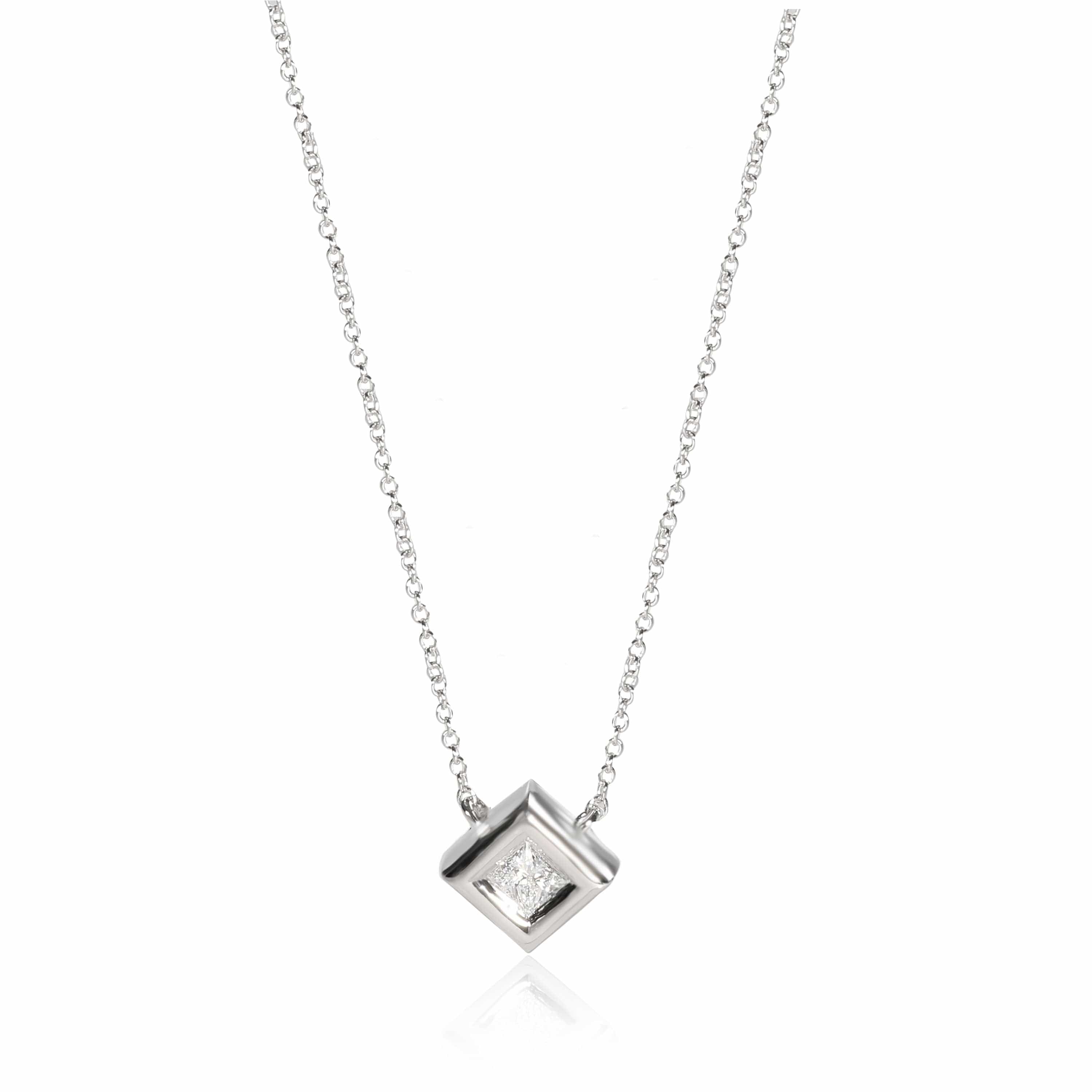 myGemma GIA Certified Princess Cut Diamond Pendant in 14K White Gold (0.31 ct D/VVS2)