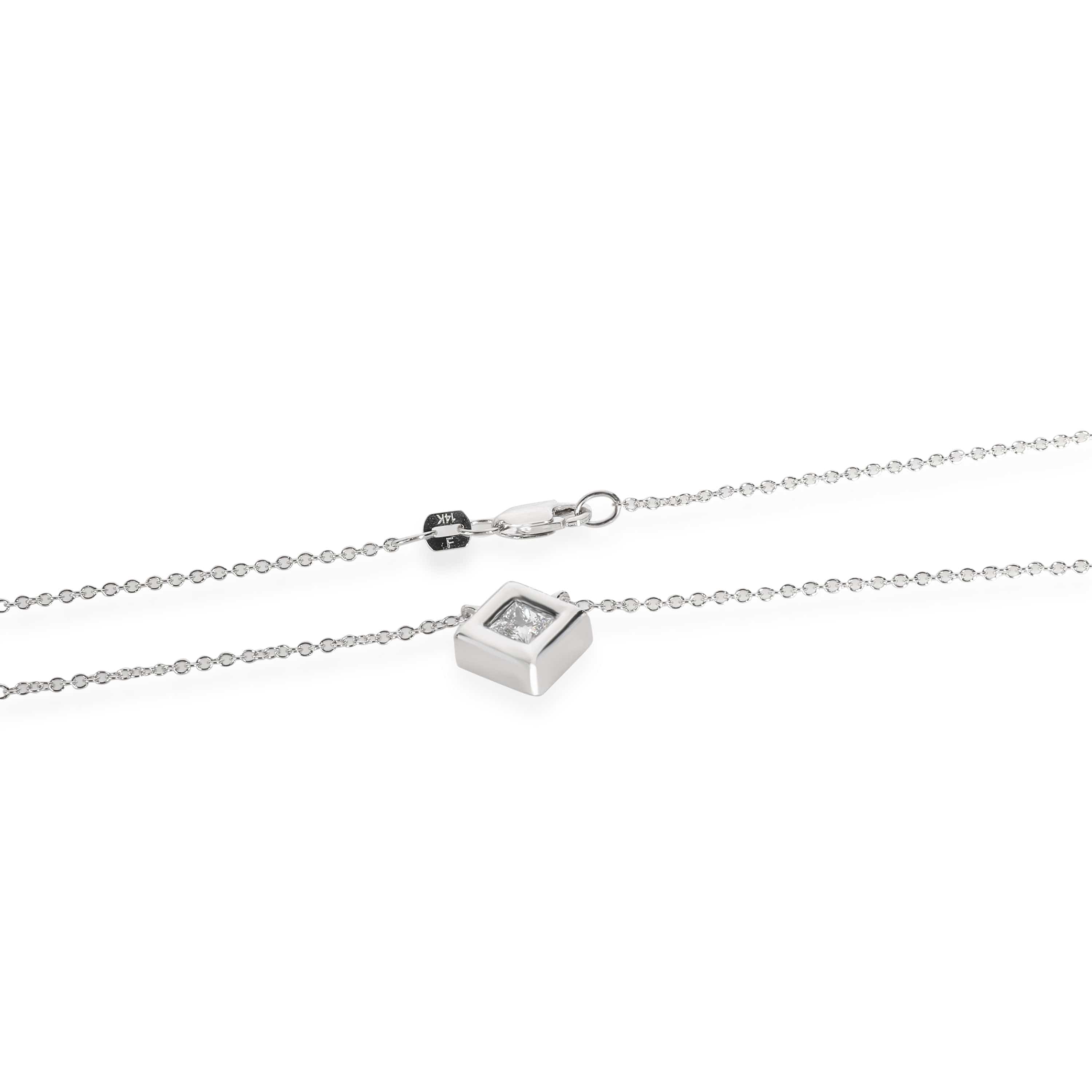 myGemma GIA Certified Princess Cut Diamond Pendant in 14K White Gold (0.31 ct D/VVS2)