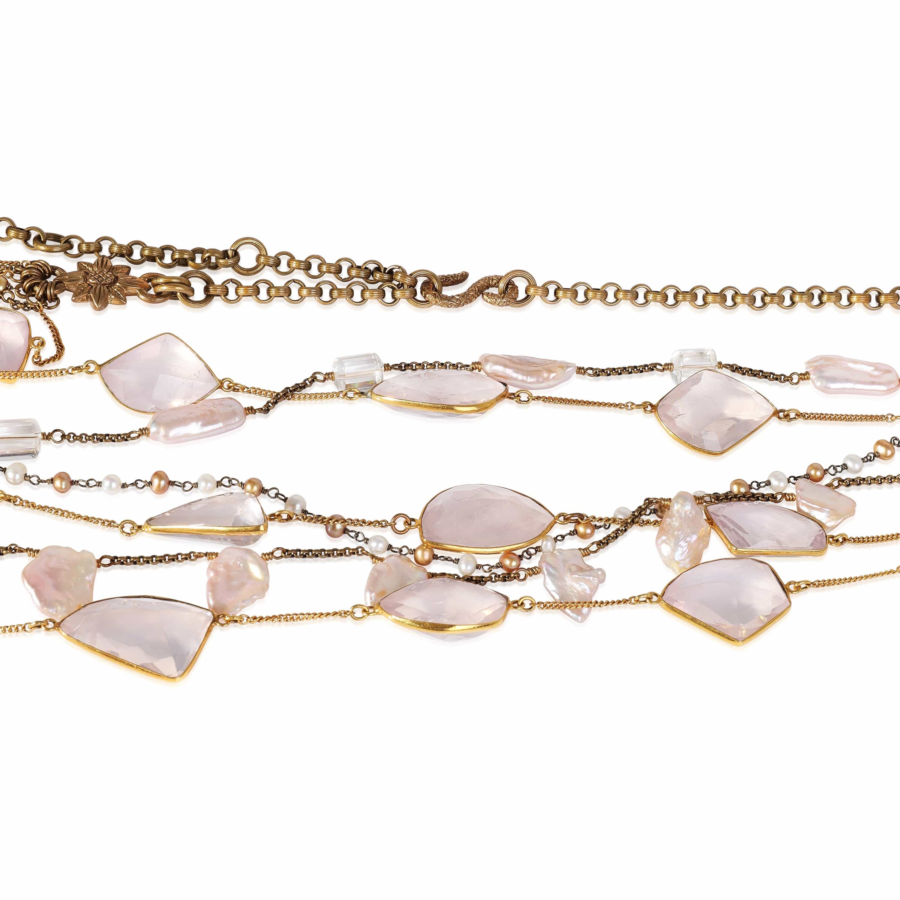 myGemma Rose Quartz & Flat Freshwater Pearl Necklace