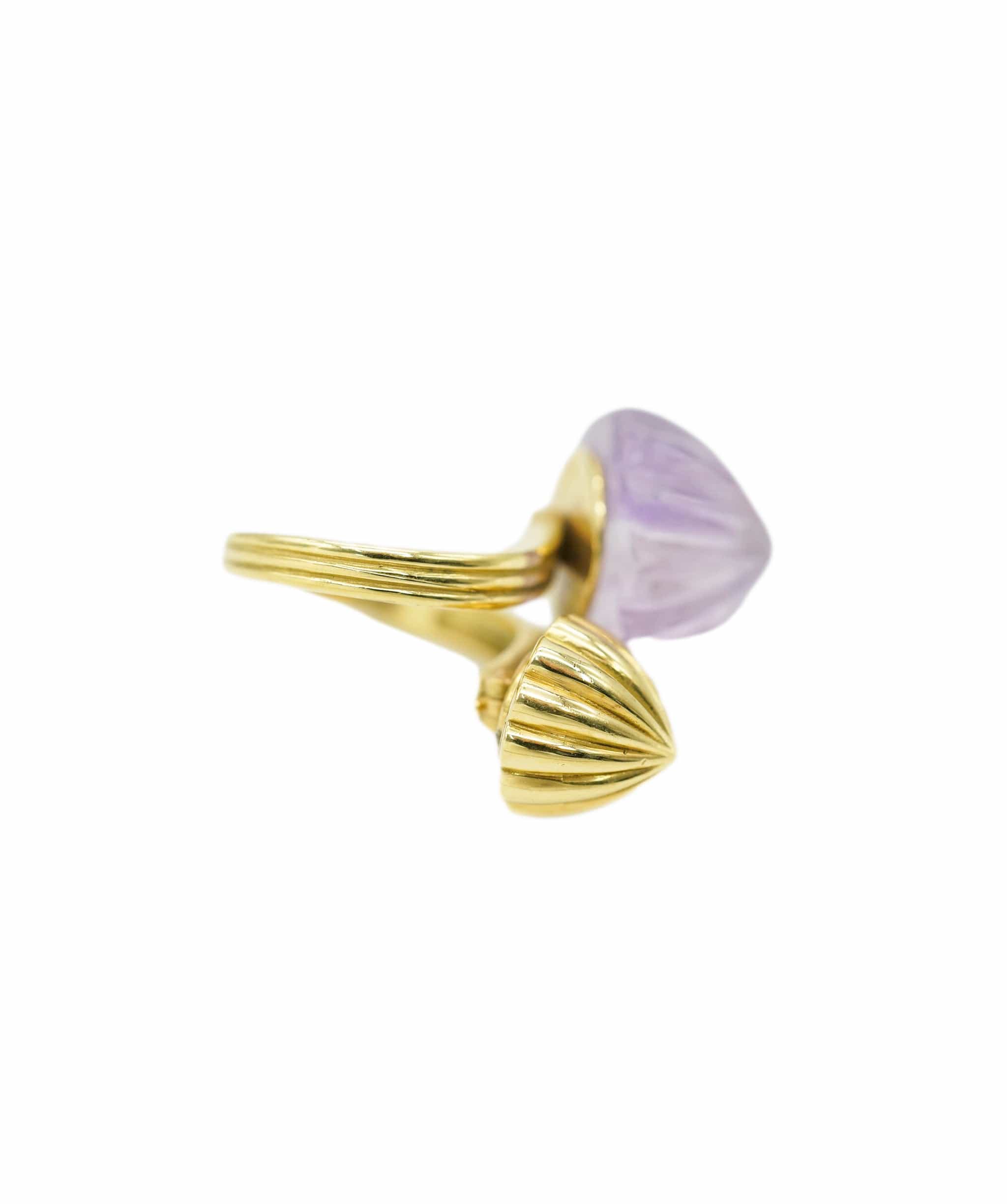 Oriental Monkey DOUBLE DOME PINK 18ct Gold, Amethyst Ring ANC1062