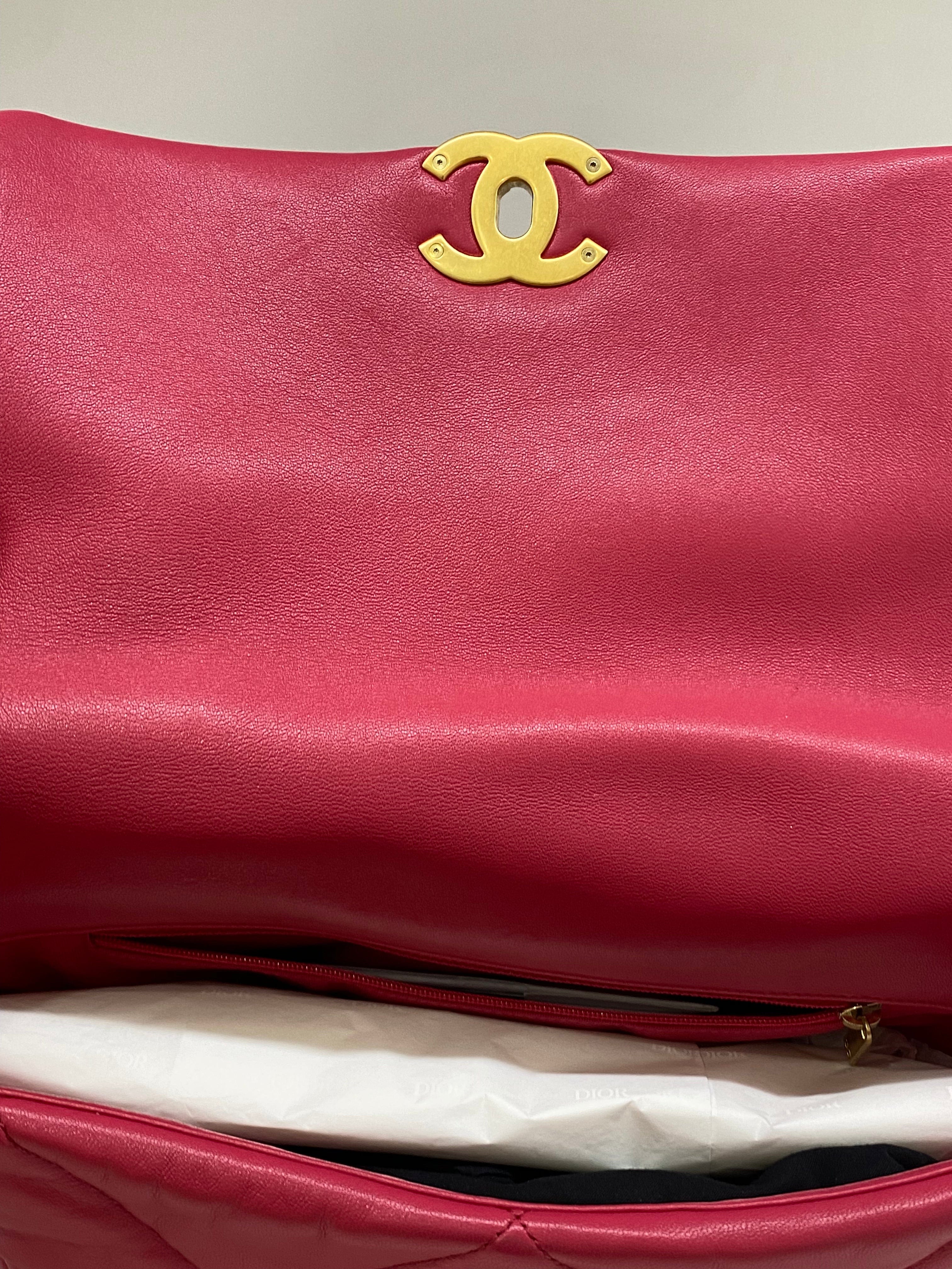 PH Luxury Consignment Chanel 19 Large (Medium) Fuchsia Pink GHW