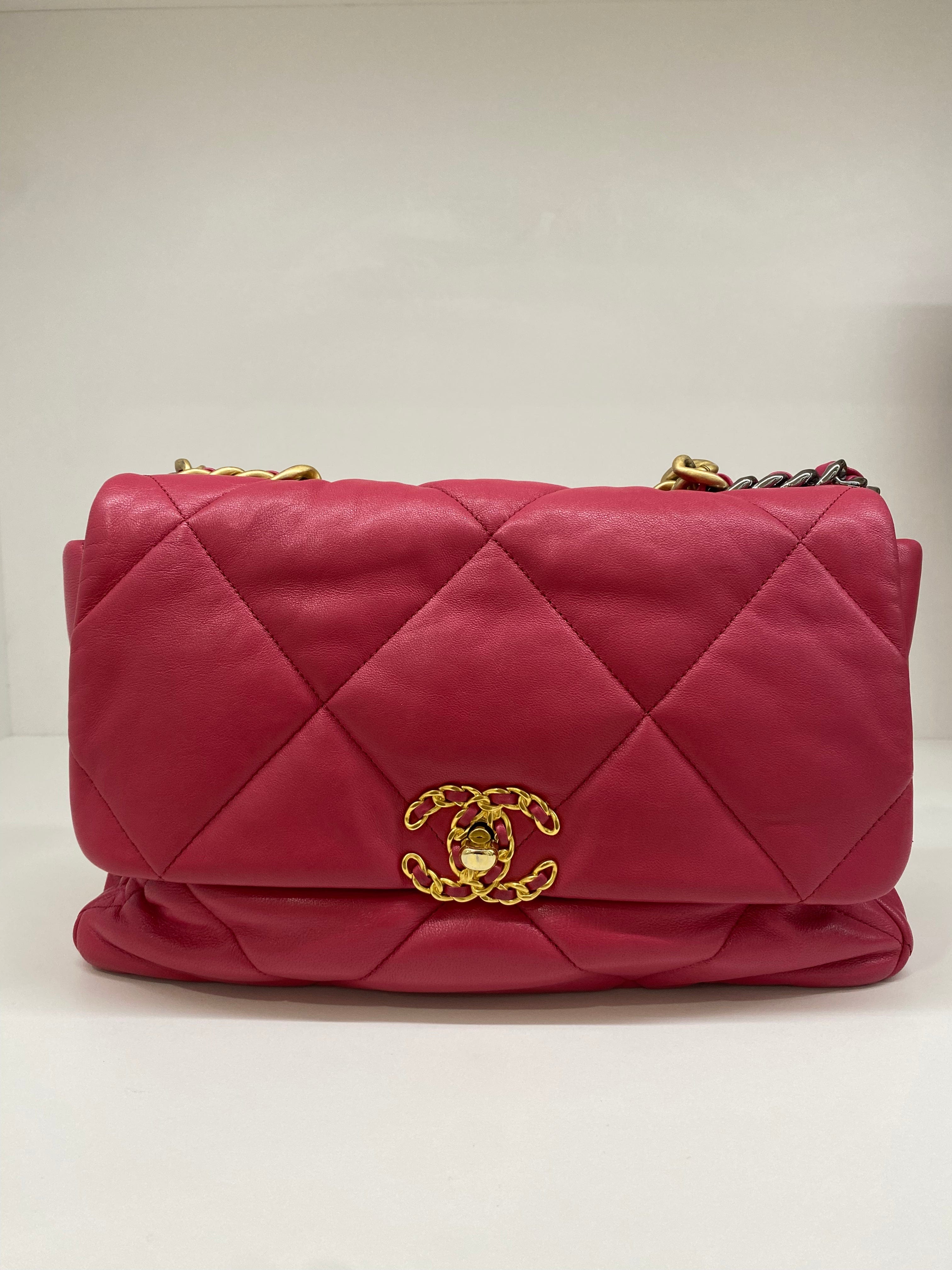 PH Luxury Consignment Chanel 19 Large (Medium) Fuchsia Pink GHW