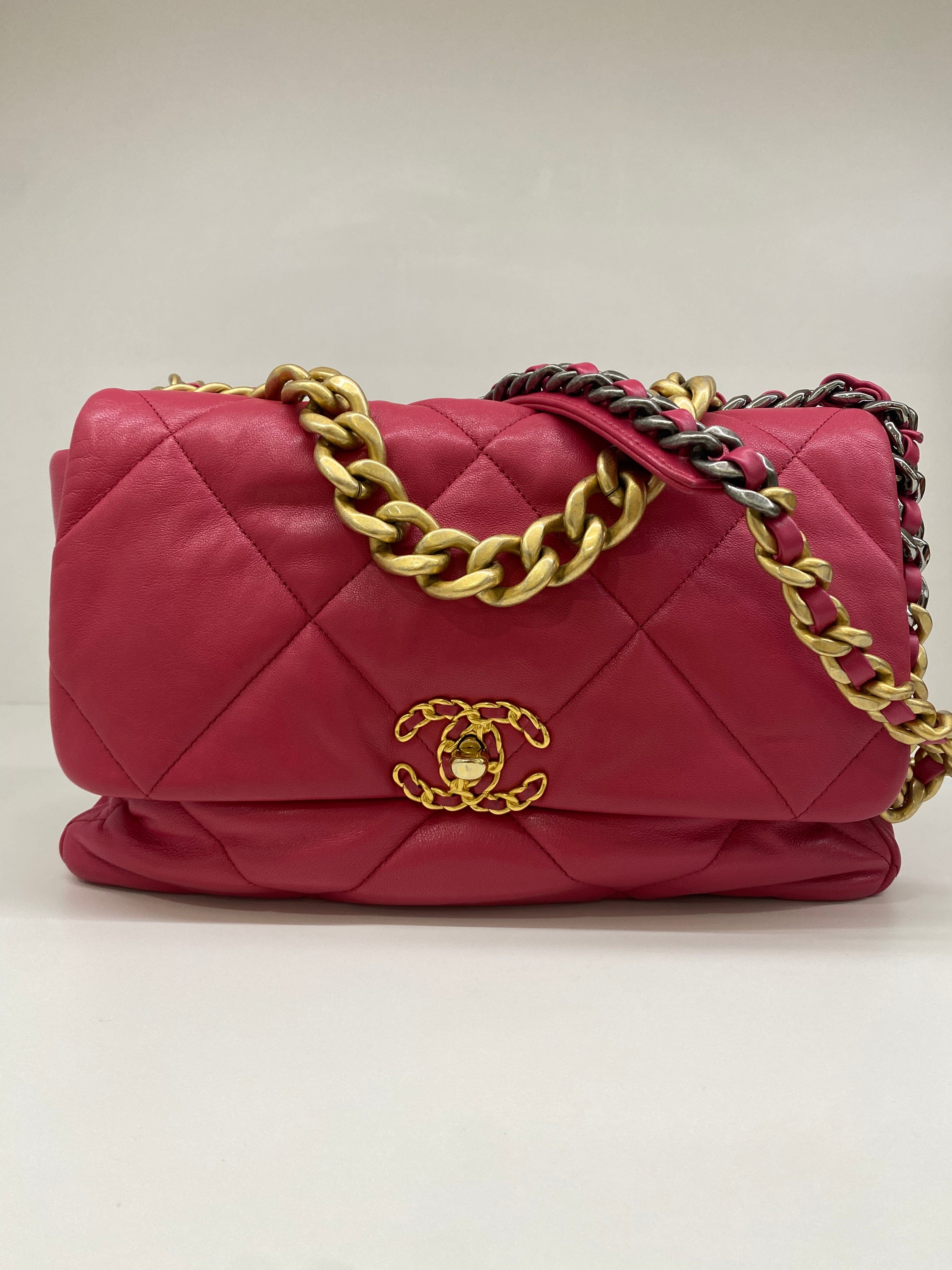 PH Luxury Consignment Chanel 19 Large (Medium) Fuchsia Pink GHW