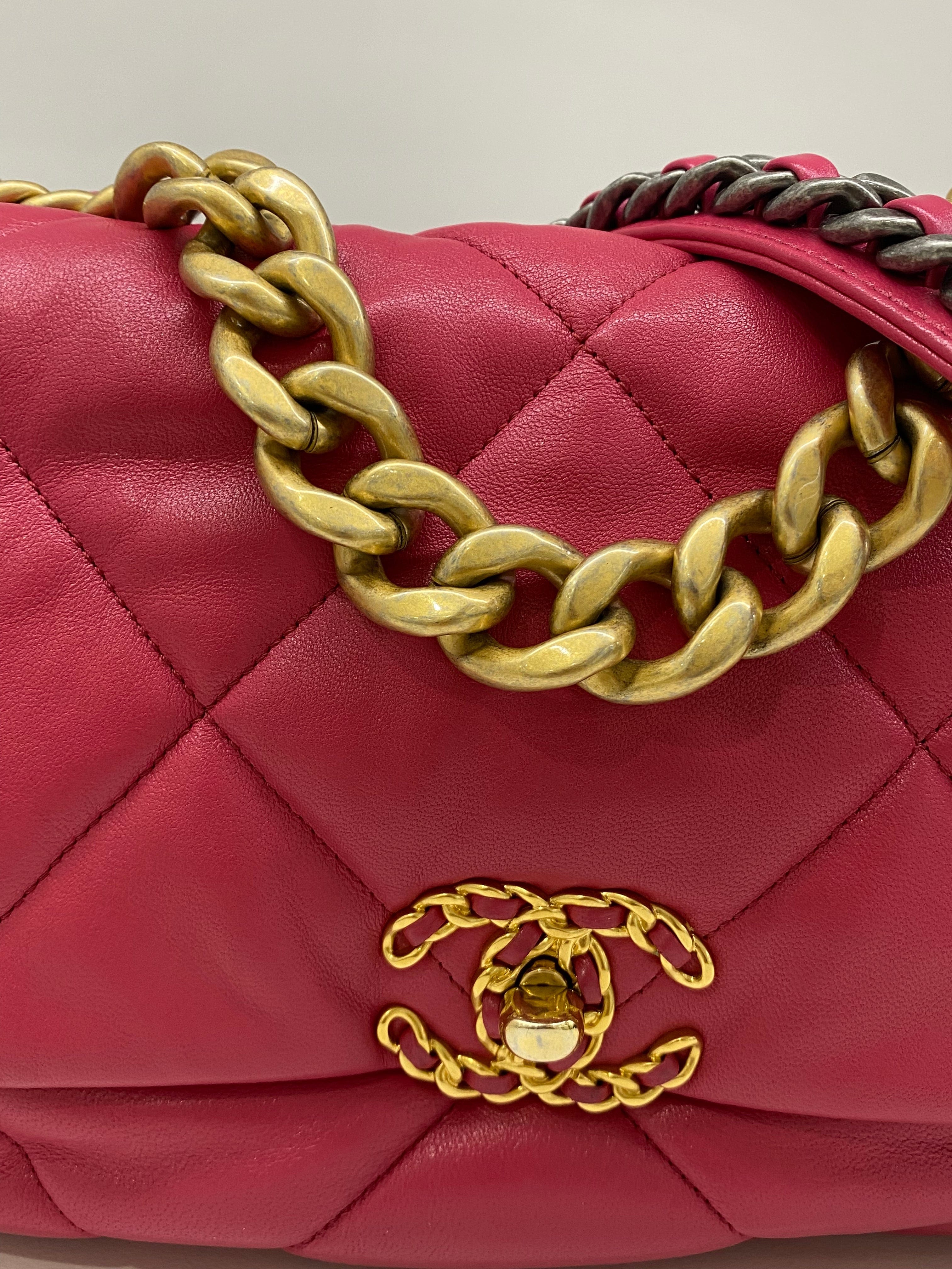 PH Luxury Consignment Chanel 19 Large (Medium) Fuchsia Pink GHW