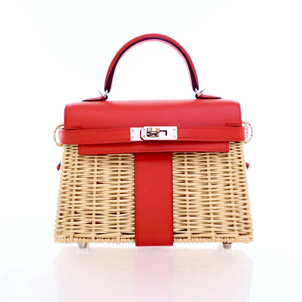 RARE Exclusive Hermes Picnic Kelly 20 Rouge De Coeur Swift OABKSY