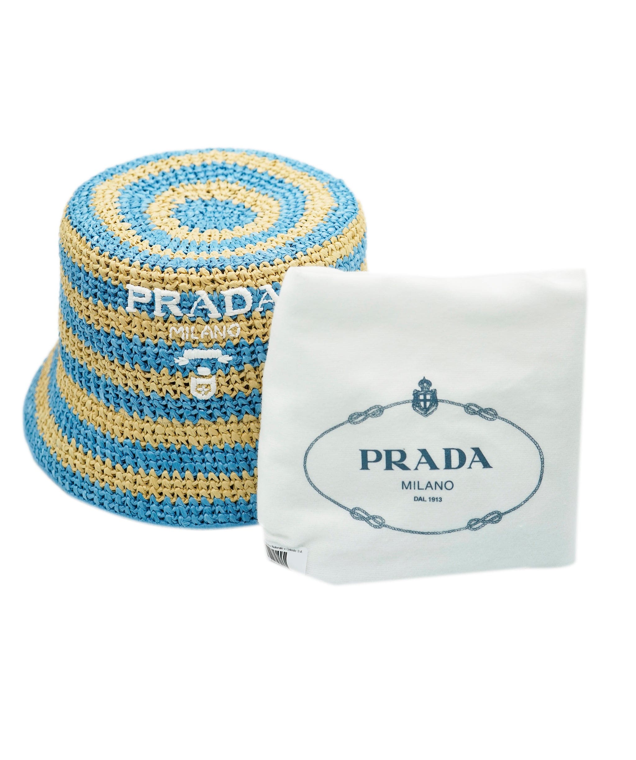 Prada Prada Cappelli in Tessuto Rafia Riche Naturale + Celeste S AVL1456