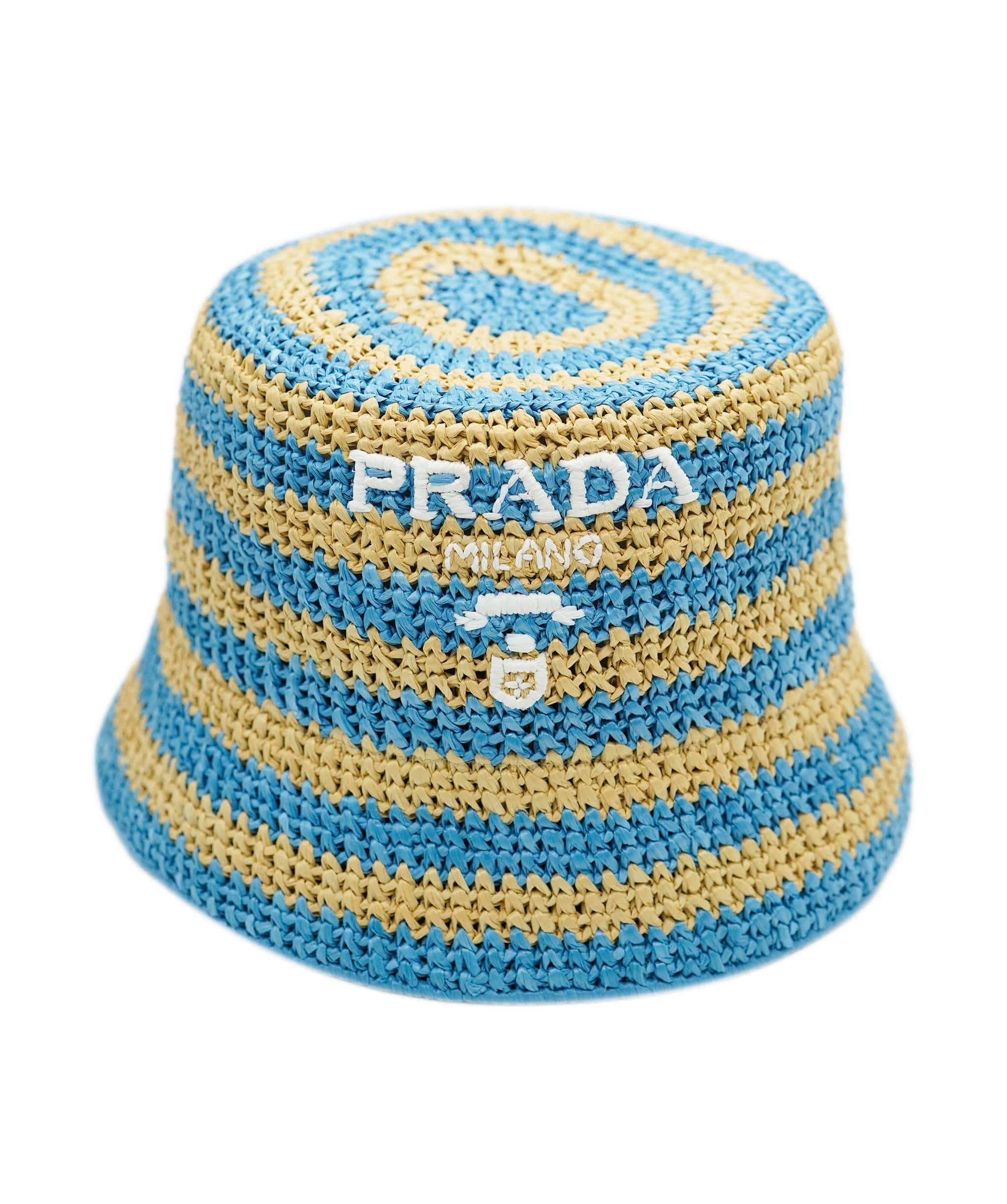 Prada Prada Cappelli in Tessuto Rafia Riche Naturale + Celeste S AVL1456