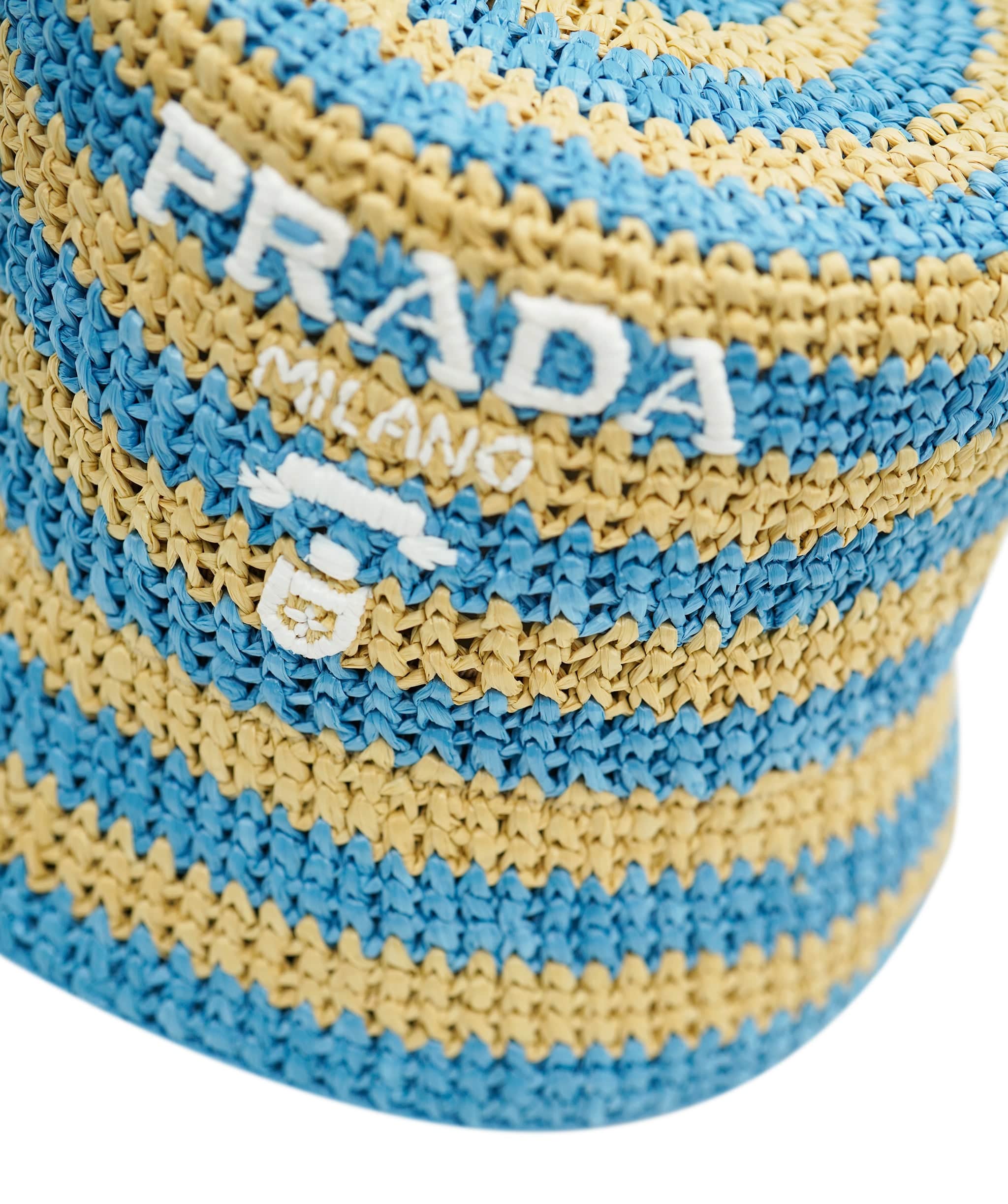 Prada Prada Cappelli in Tessuto Rafia Riche Naturale + Celeste S AVL1456