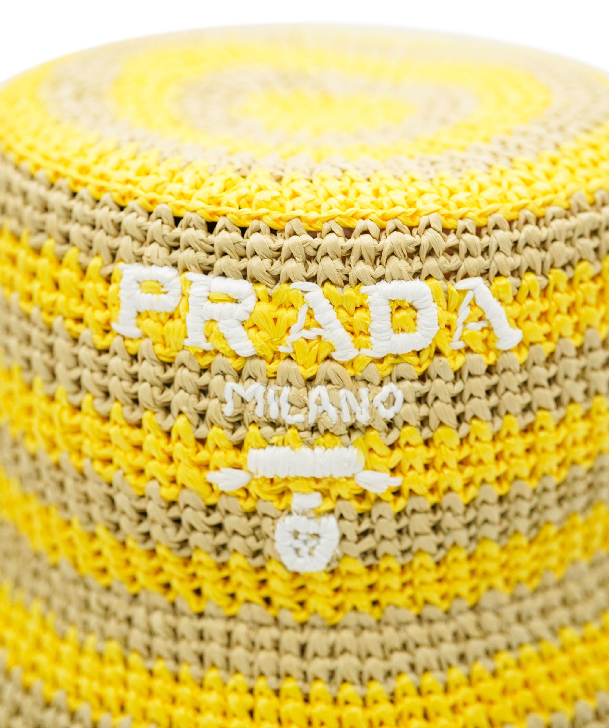 Prada Prada Cappelli in Tessuto Rafia Riche Naturale + Giallo  AVL1454