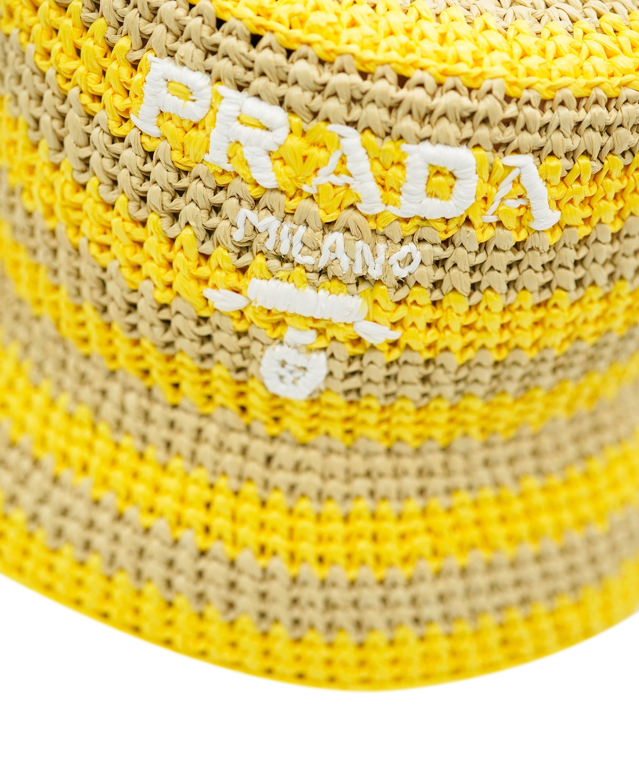 Prada Prada Cappelli in Tessuto Rafia Riche Naturale + Giallo  AVL1454