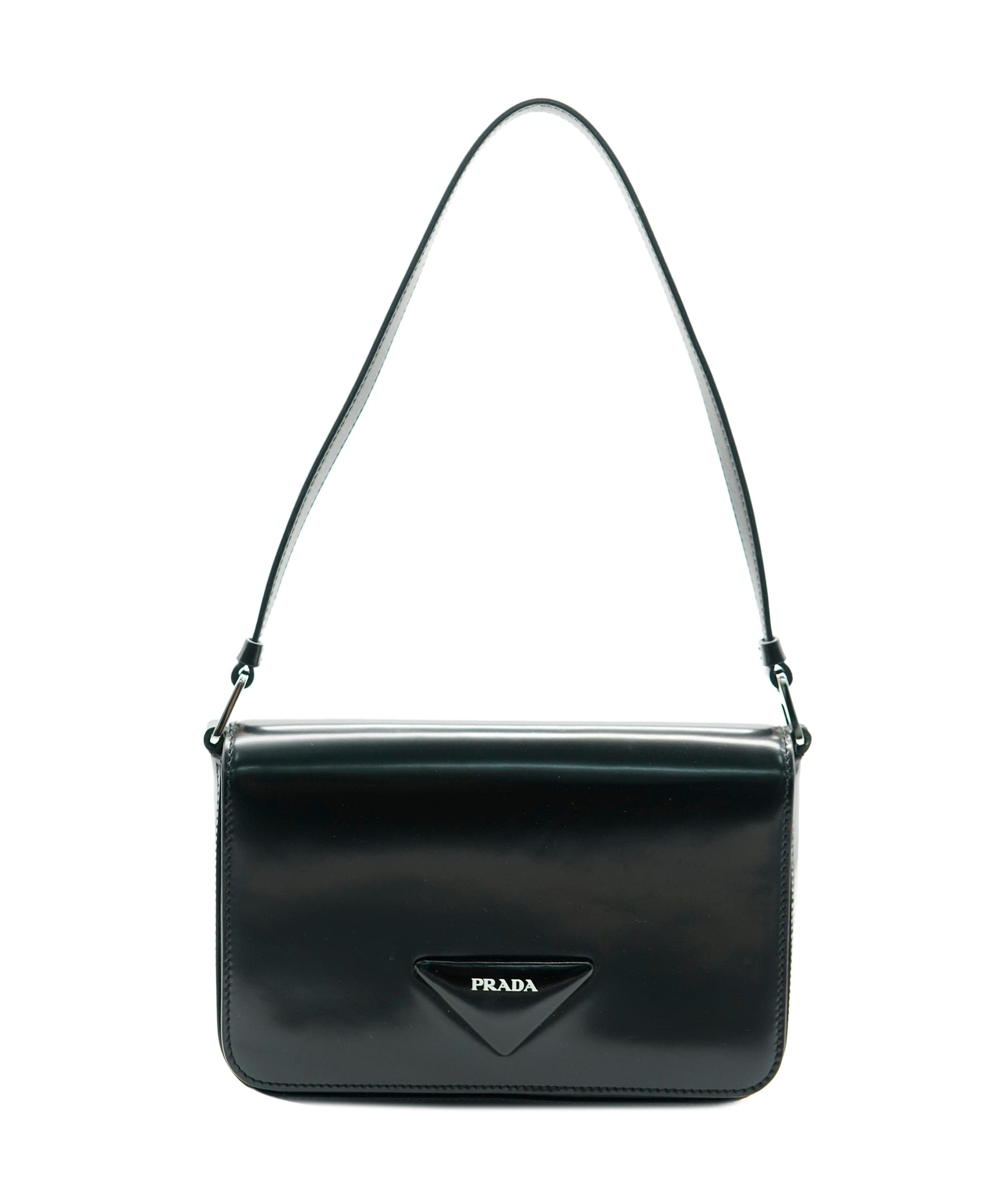 Prada Prada Black Brushed Leather Shoulder Bag ASC2368