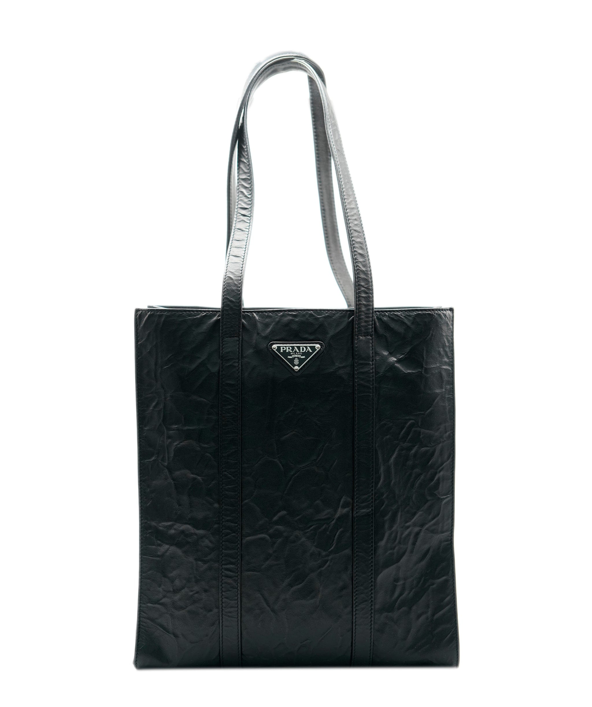 Prada Prada Black Leather Small Antique Tote ASC4193