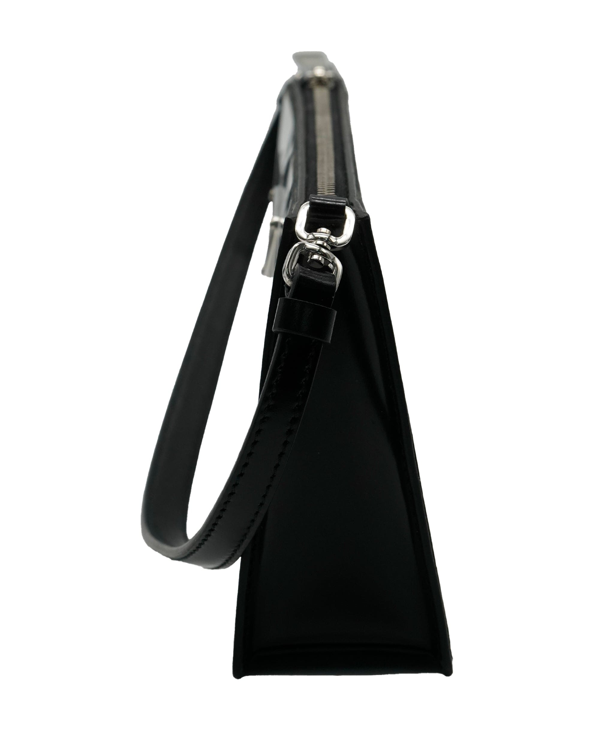 Prada Prada Black & Metallic Brushed Calfskin Mini Triangle ABC0831