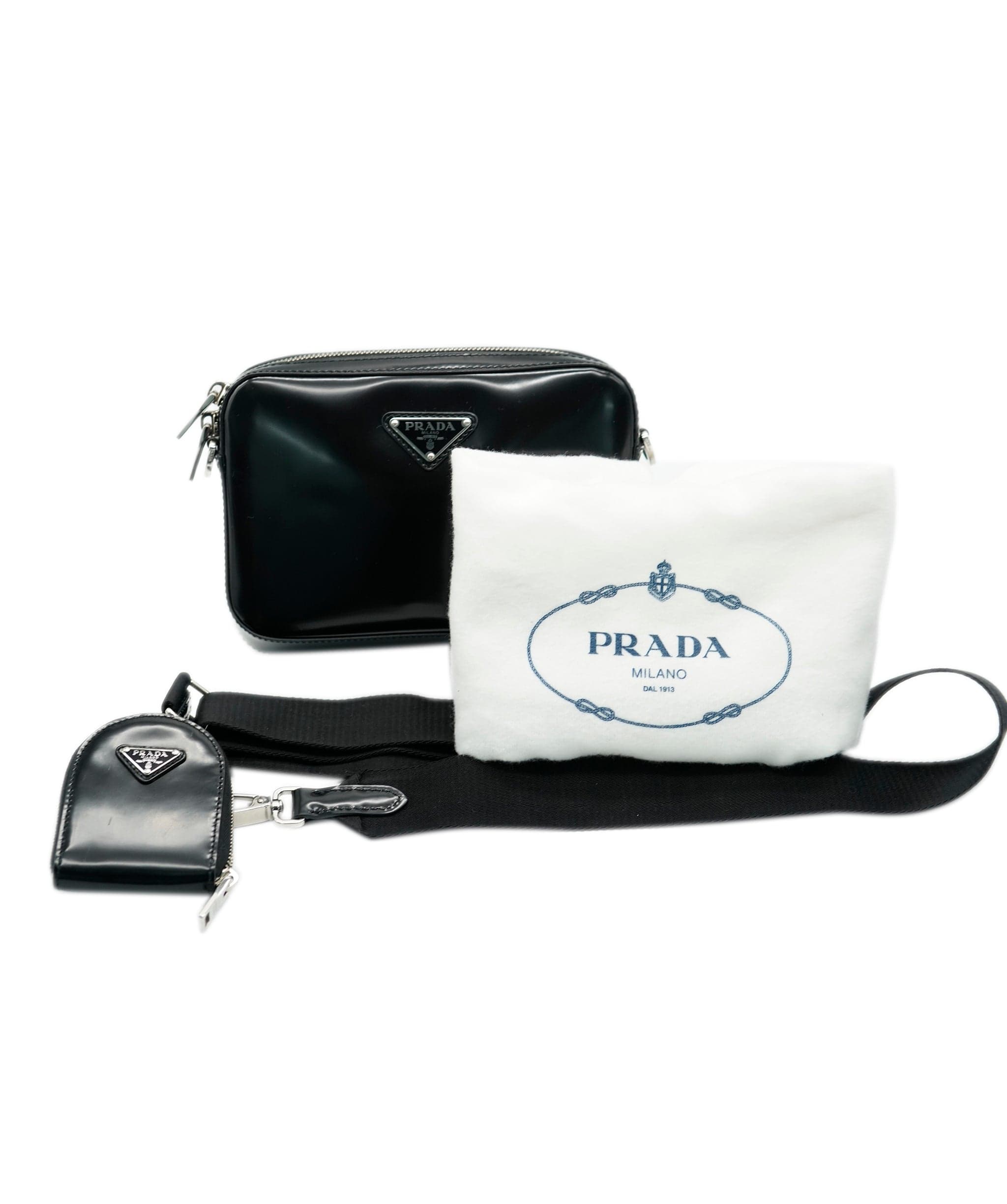 Prada Prada black spazzalato messenger bag ASC2048