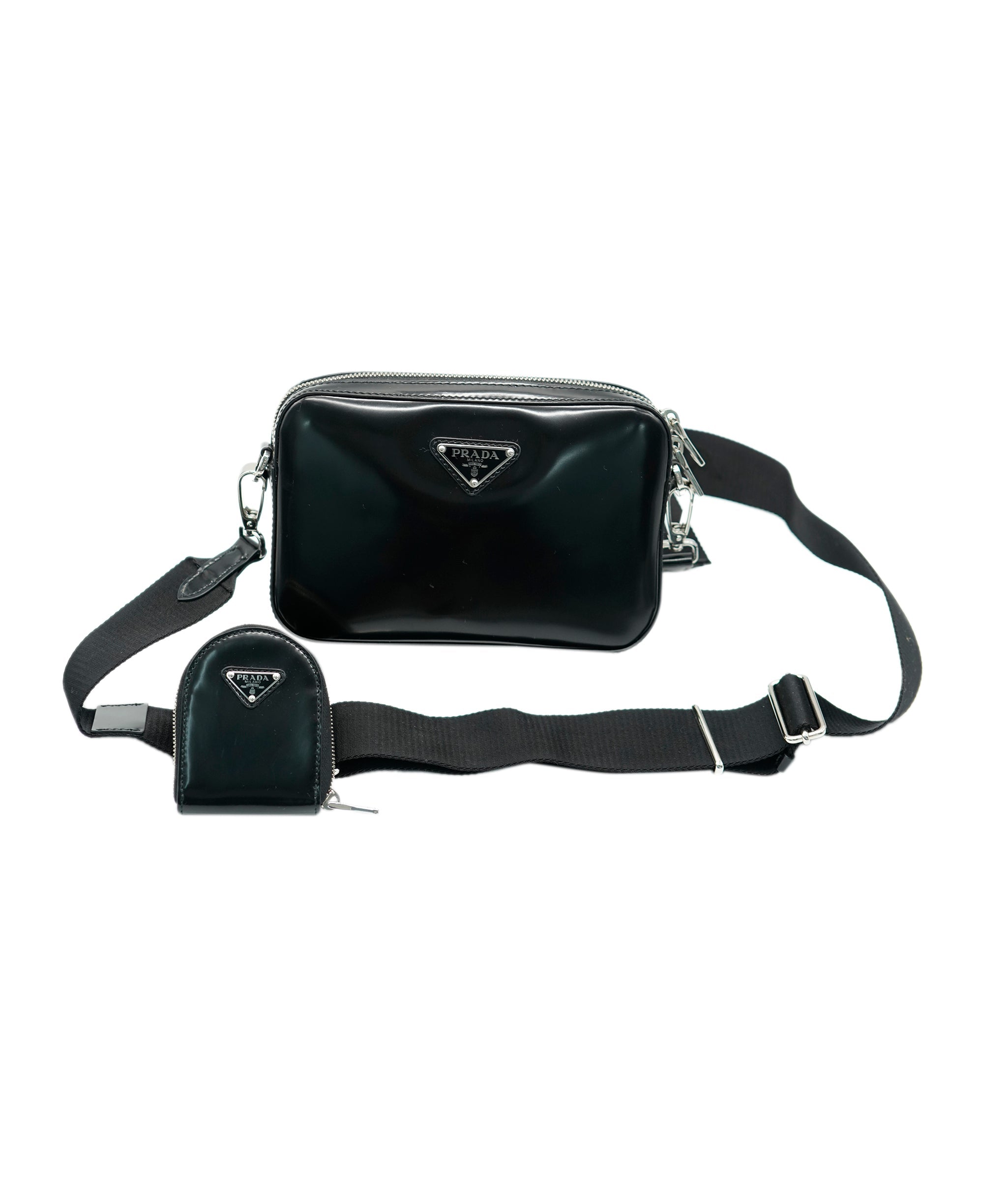 Prada Prada black spazzalato messenger bag ASC2048