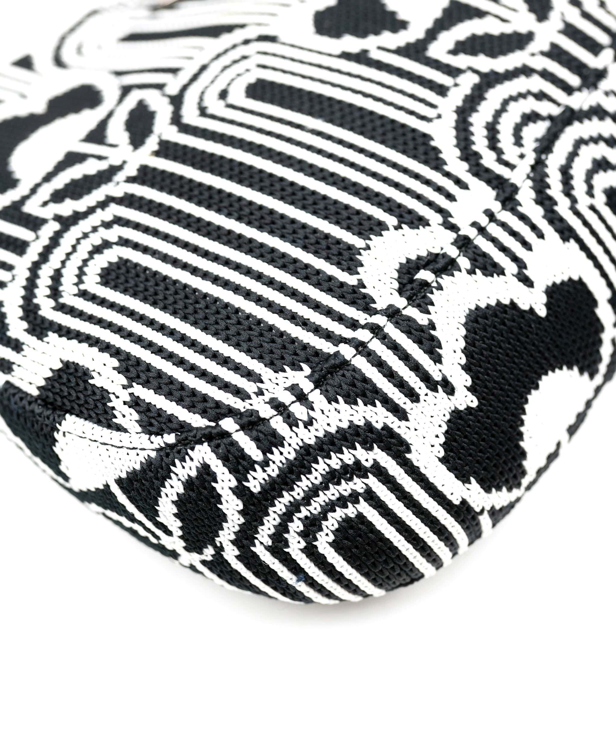 Prada Prada Black White Jacquard Knit Cleo Shoulder Bag ABC0228