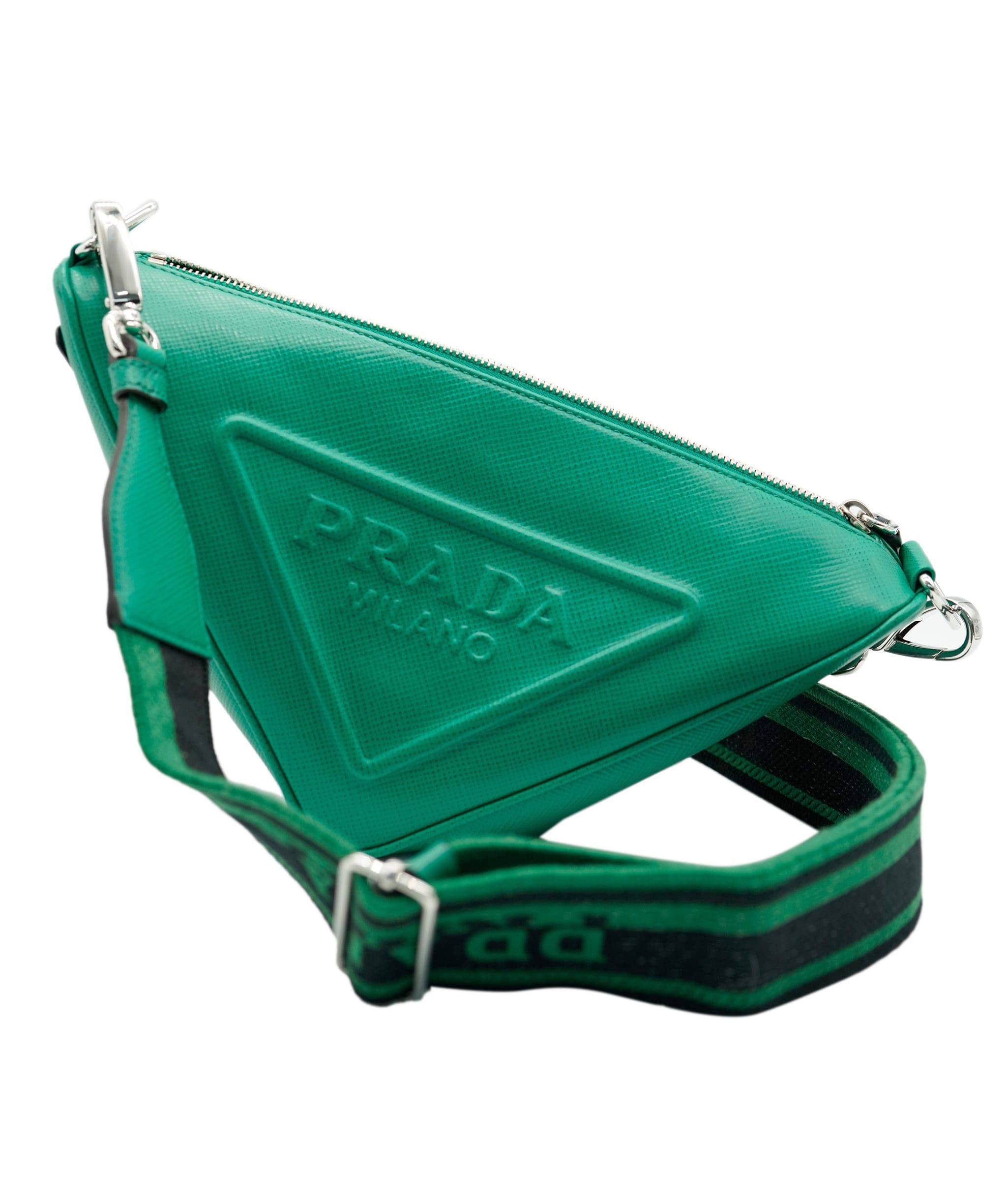 Prada Prada Green Leather Triangle Crossbody Bag 131420