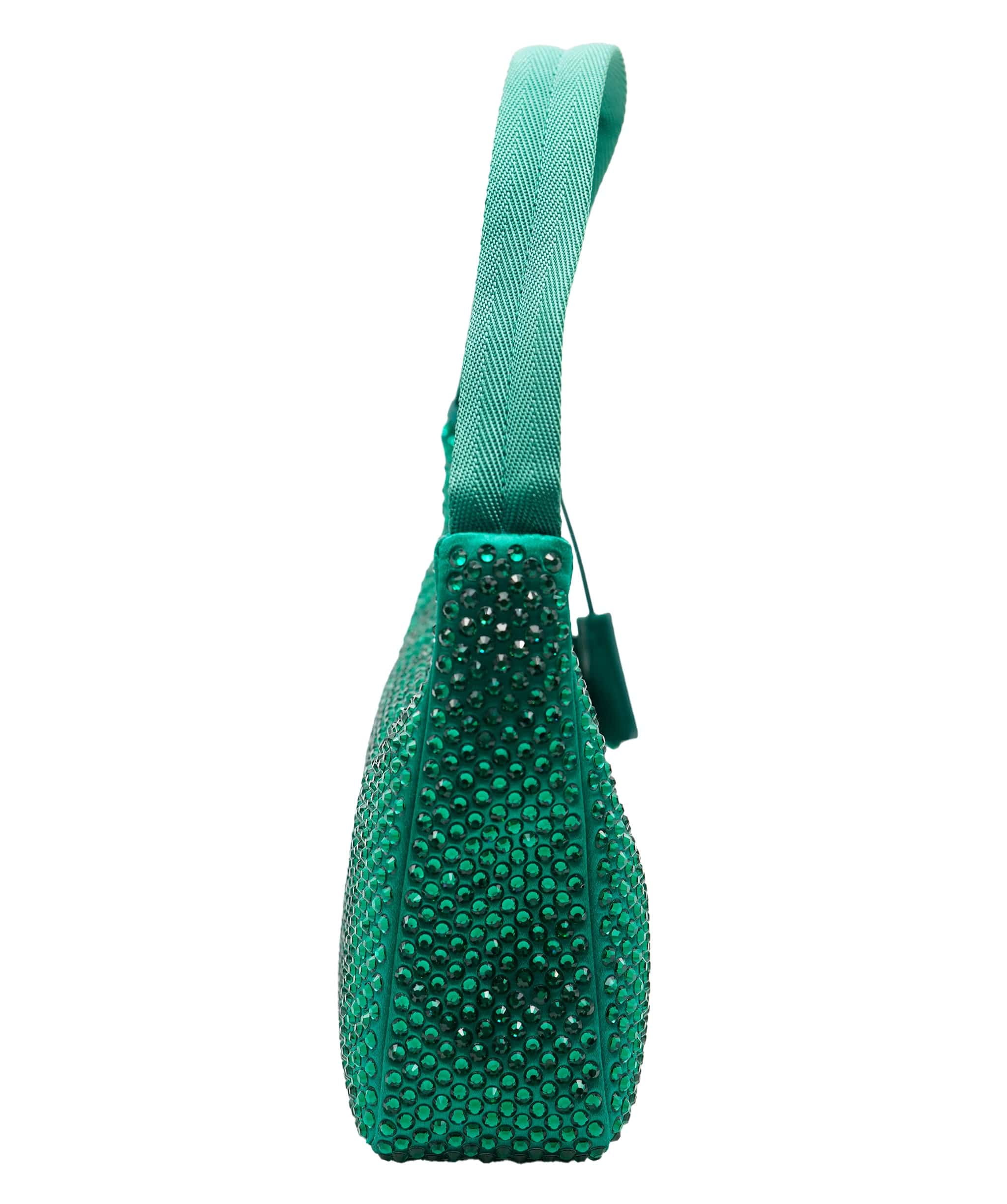 Prada Prada Green Satin Crystal 2000 Re-Edition Hobo ABC0860