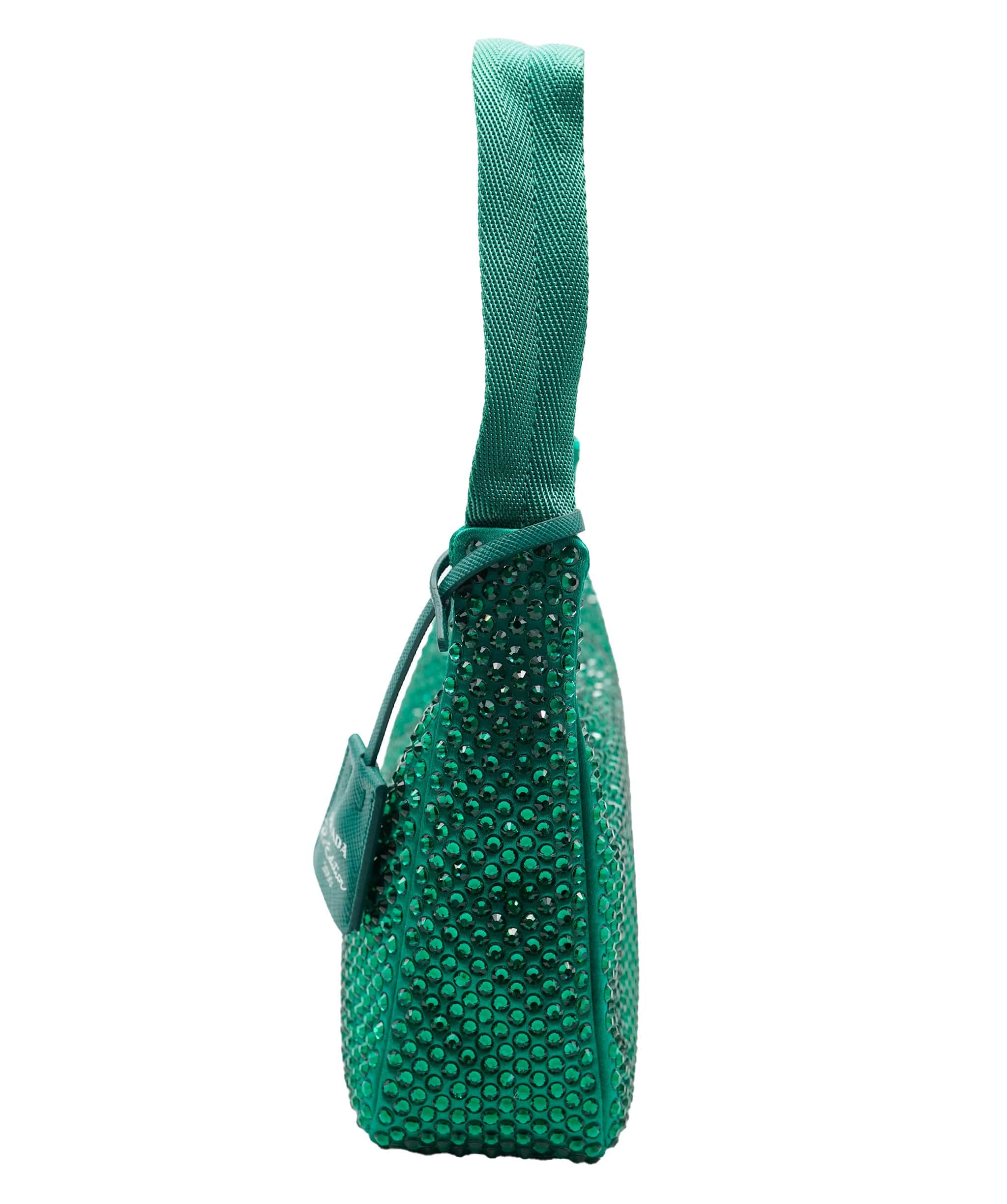 Prada Prada Green Satin Crystal 2000 Re-Edition Hobo ABC0860