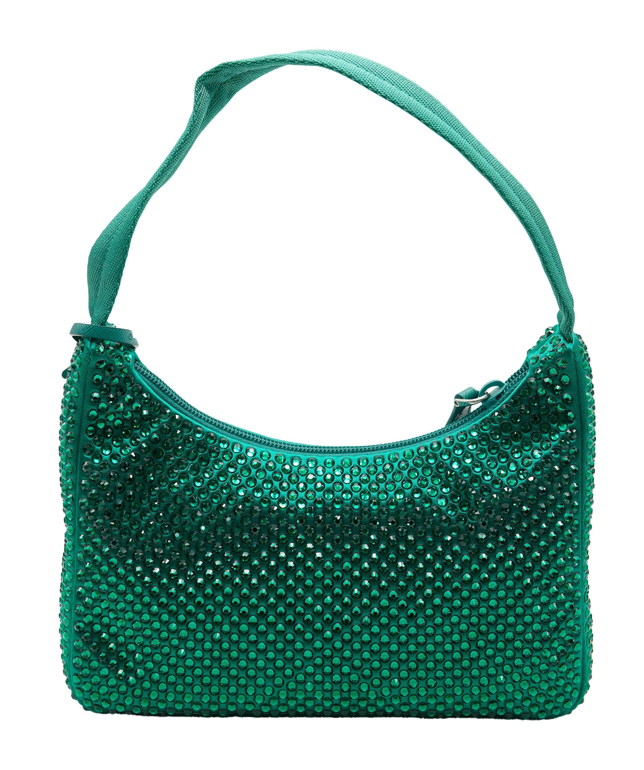 Prada Prada Green Satin Crystal 2000 Re-Edition Hobo ABC0860