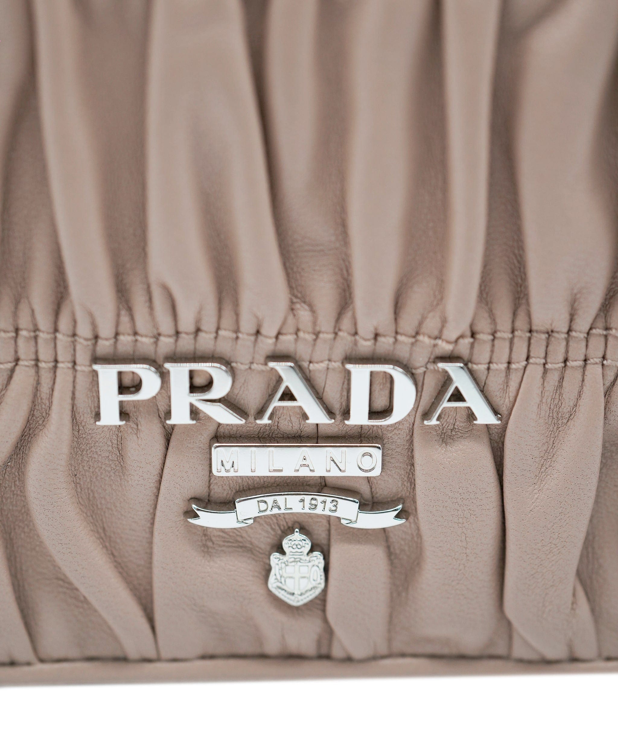 Prada Prada Nude Leather Ruched Chain Wallet 131424