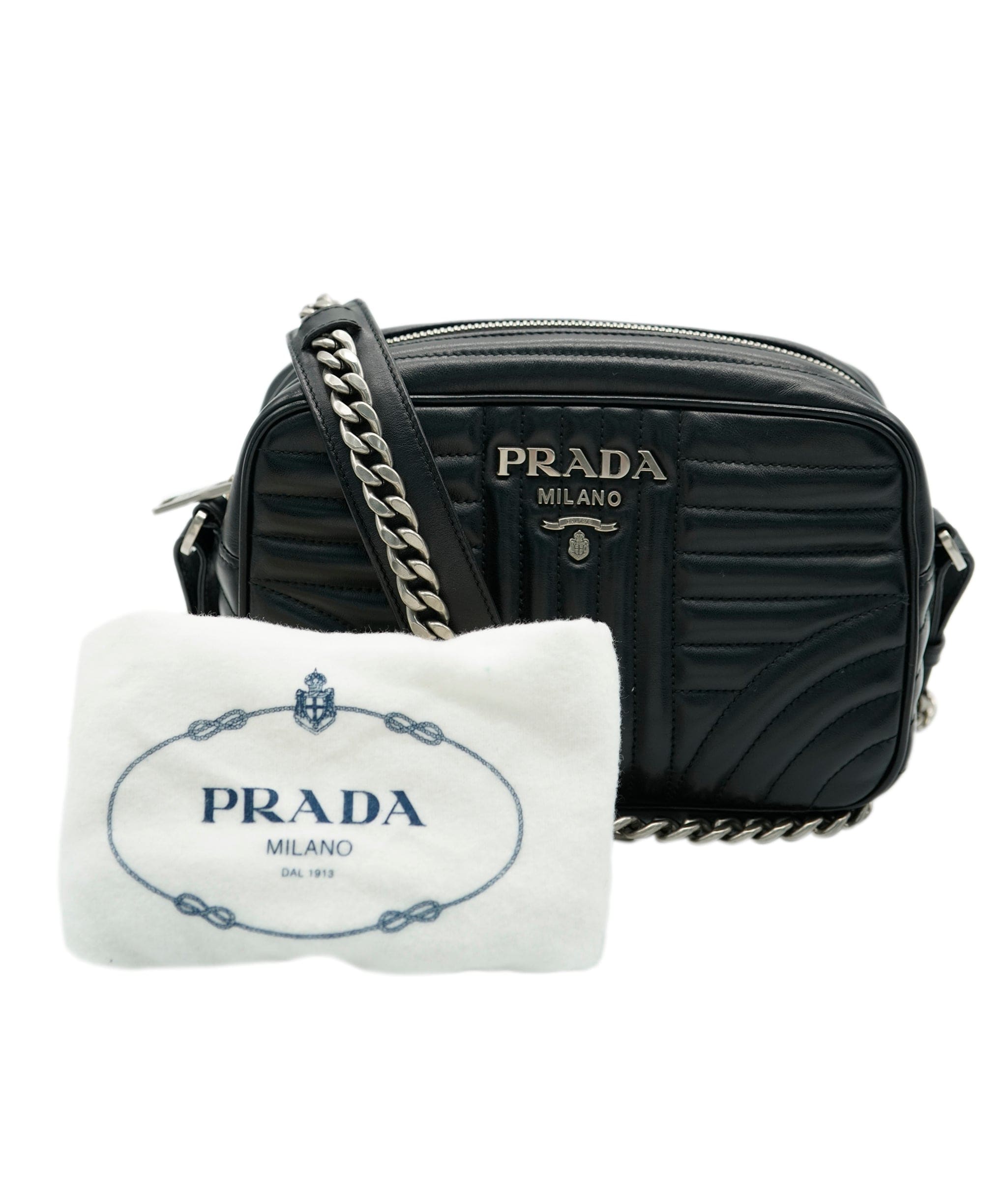 Prada Prada Quilted Soft Calfskin Leather Diagramme Camera Crossbody 131955