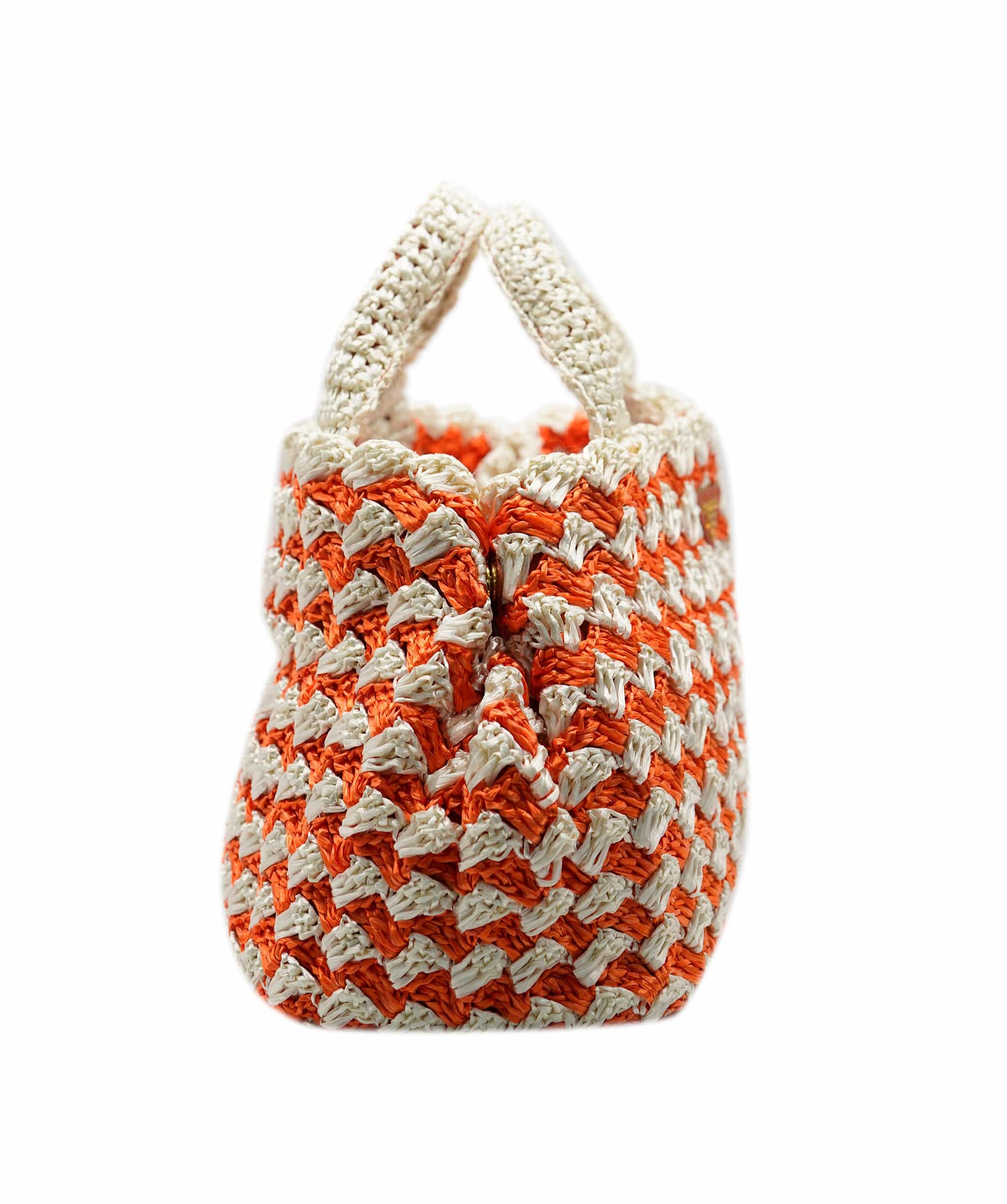 Prada Prada Raffia Handbag Cream Orange ASL10581