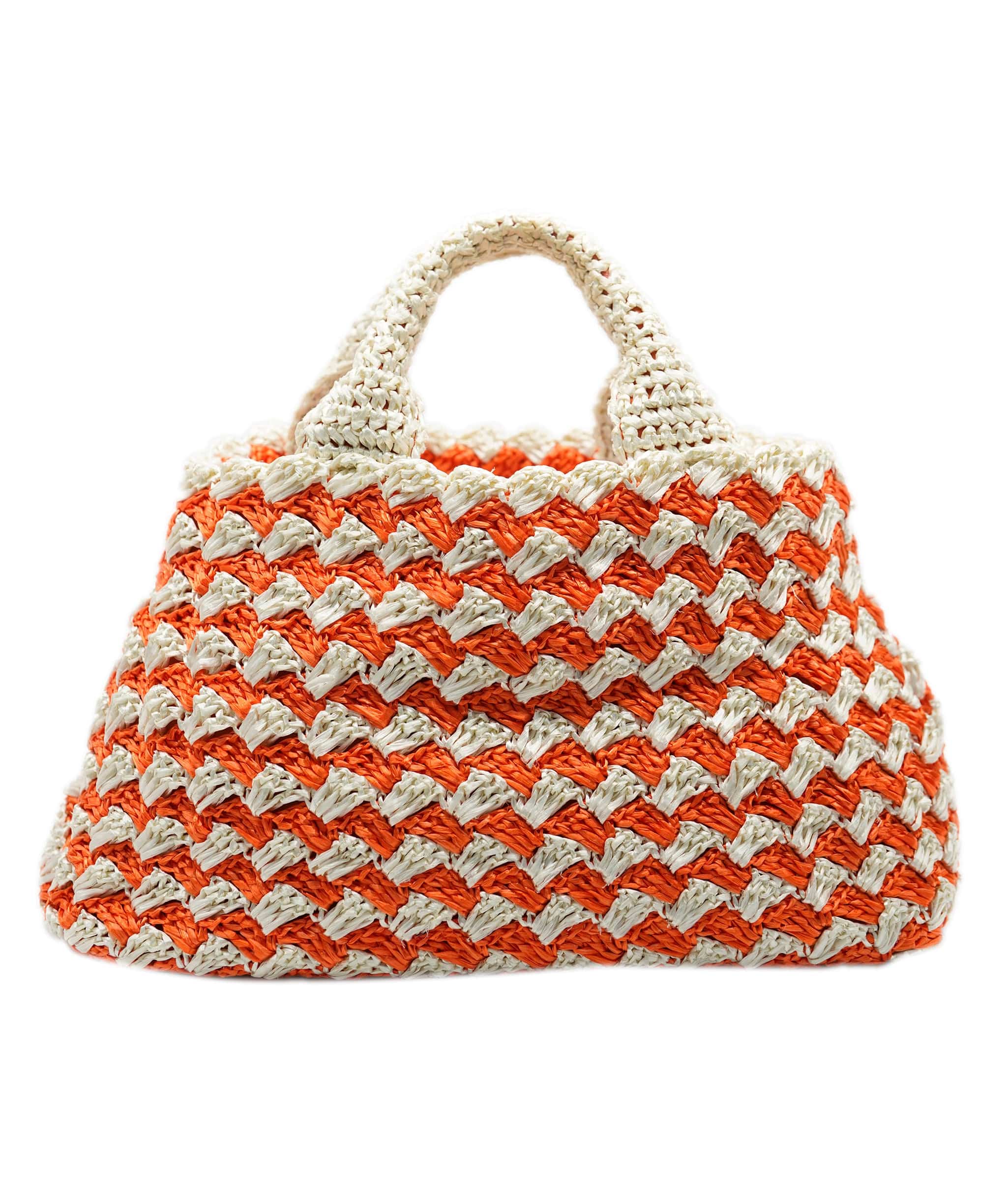 Prada Prada Raffia Handbag Cream Orange ASL10581