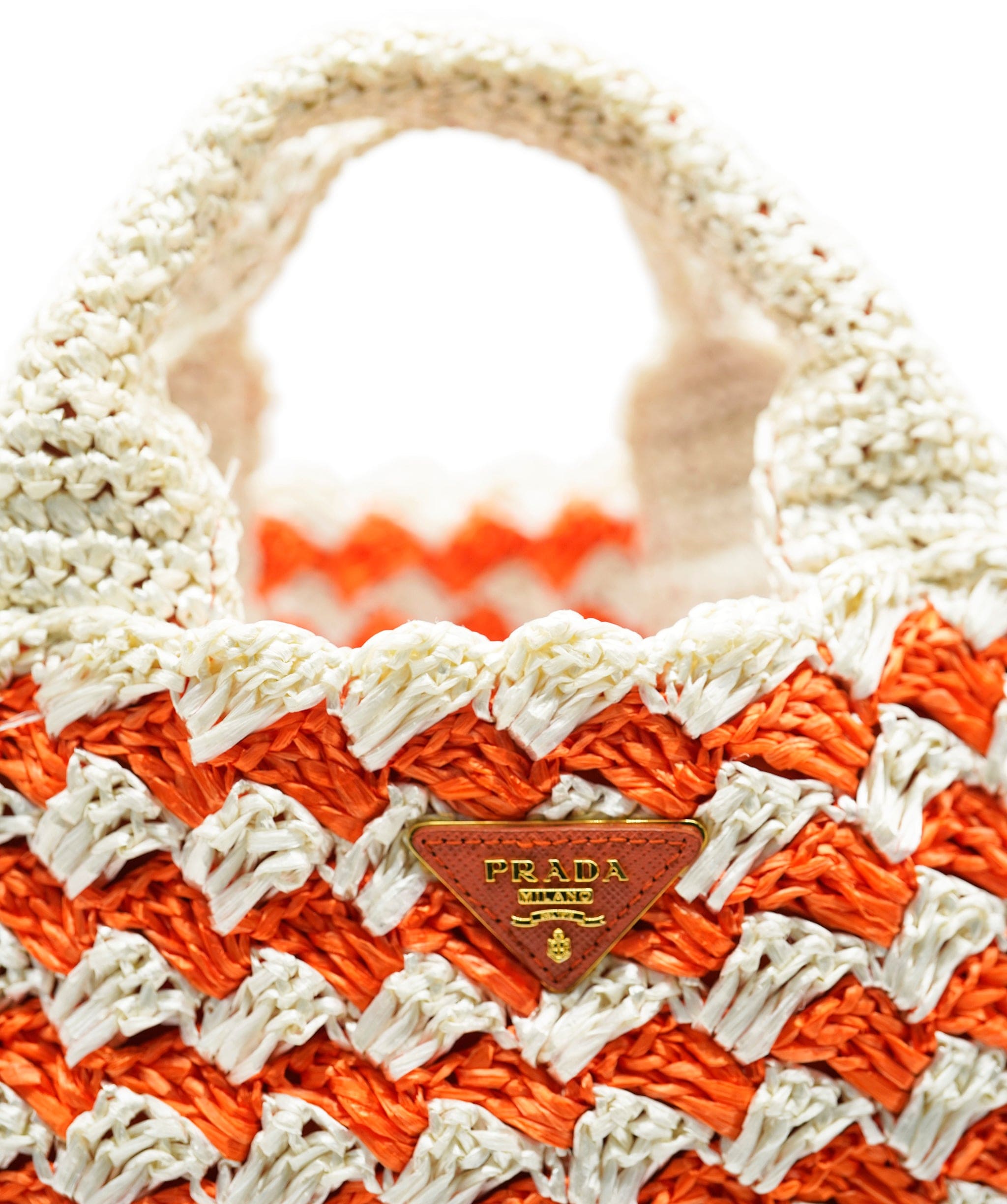 Prada Prada Raffia Handbag Cream Orange ASL10581