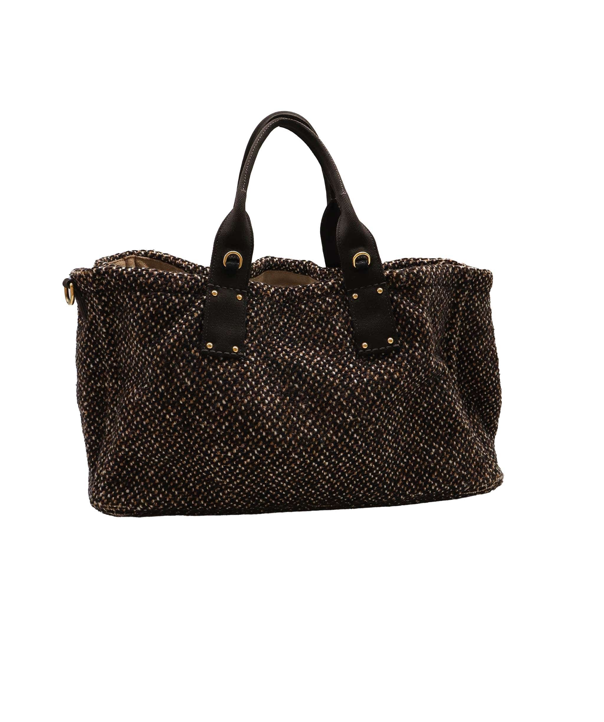 Prada Prada Tweed Tote Bag Brown  DXBS1275