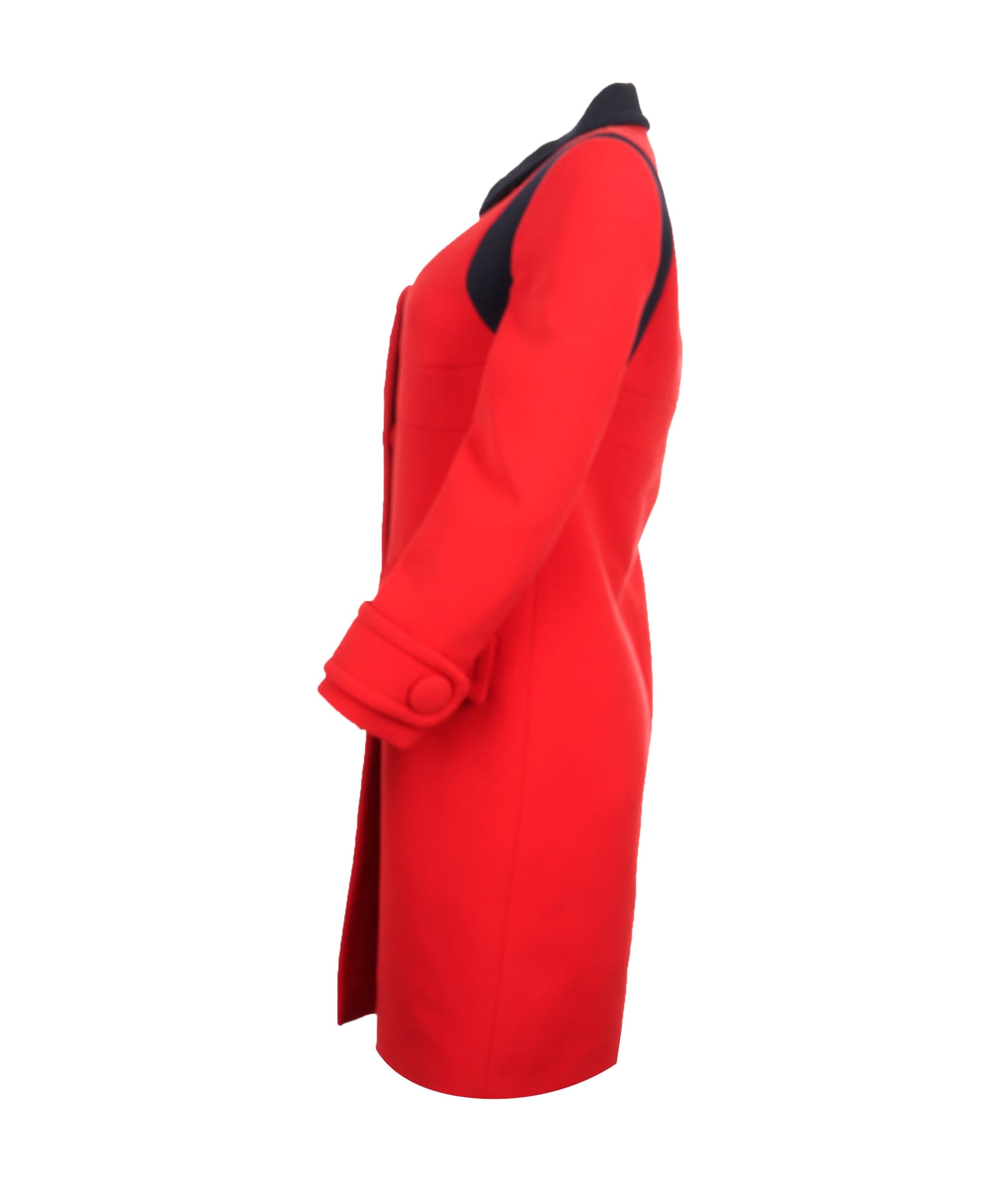 Prada Prada Red & Navy Wool Single Breasted Coat ALC0870