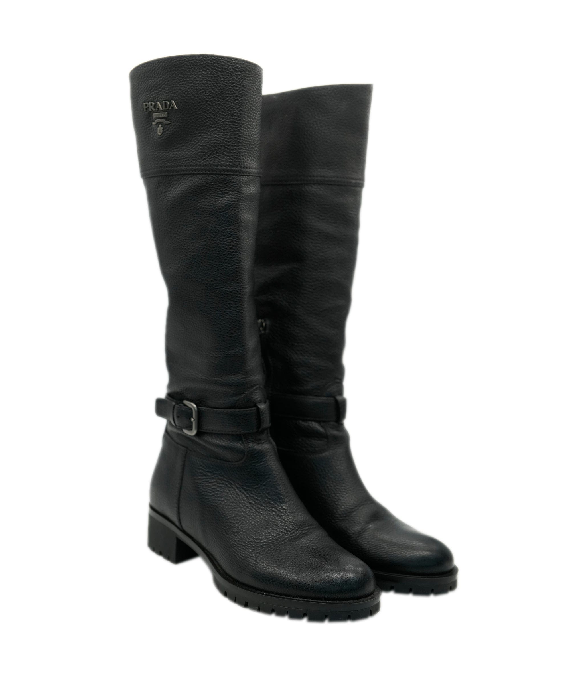 Prada Prada Knee Grained High Boots 38.5  ALC1716