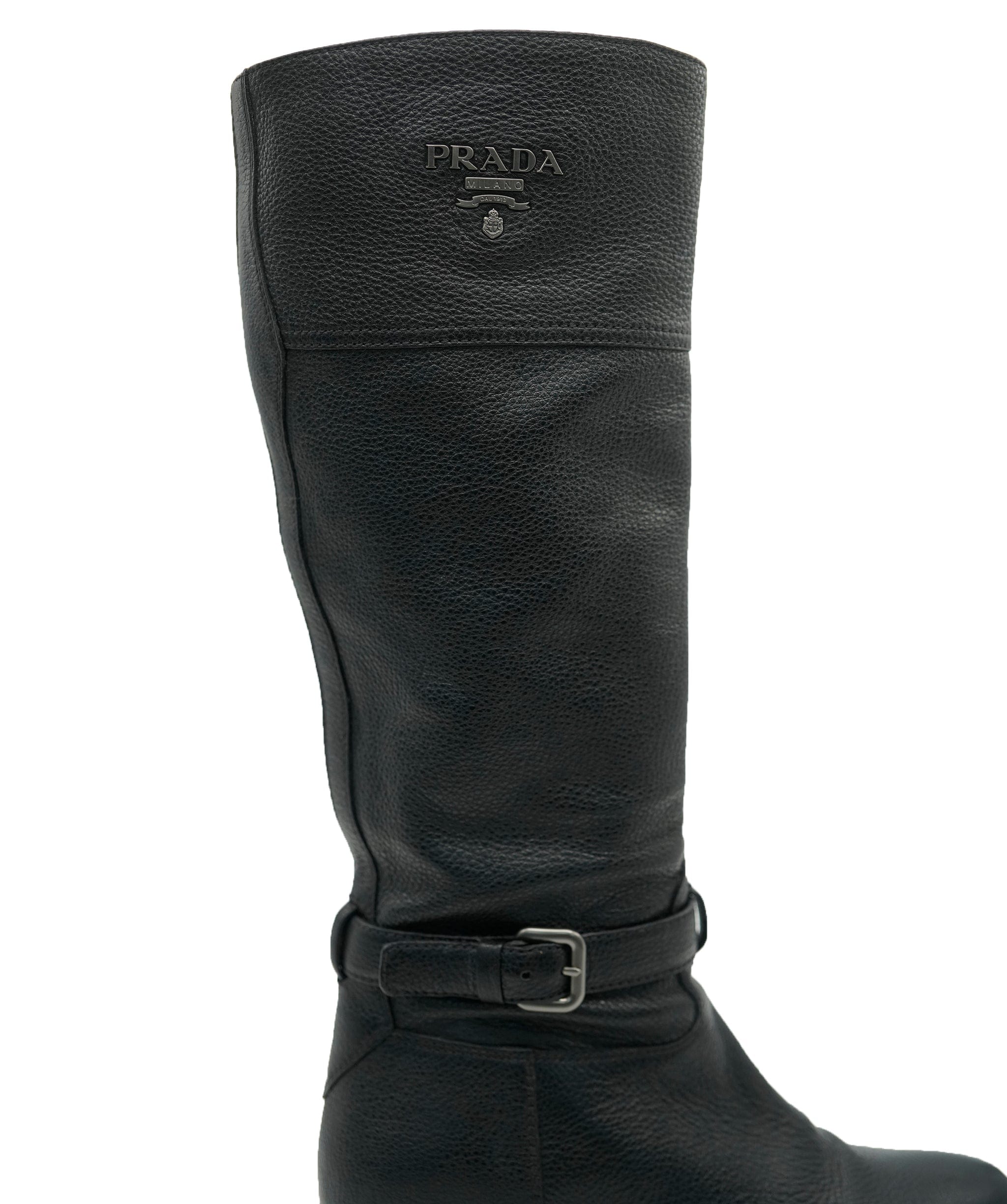 Prada Prada Knee Grained High Boots 38.5  ALC1716