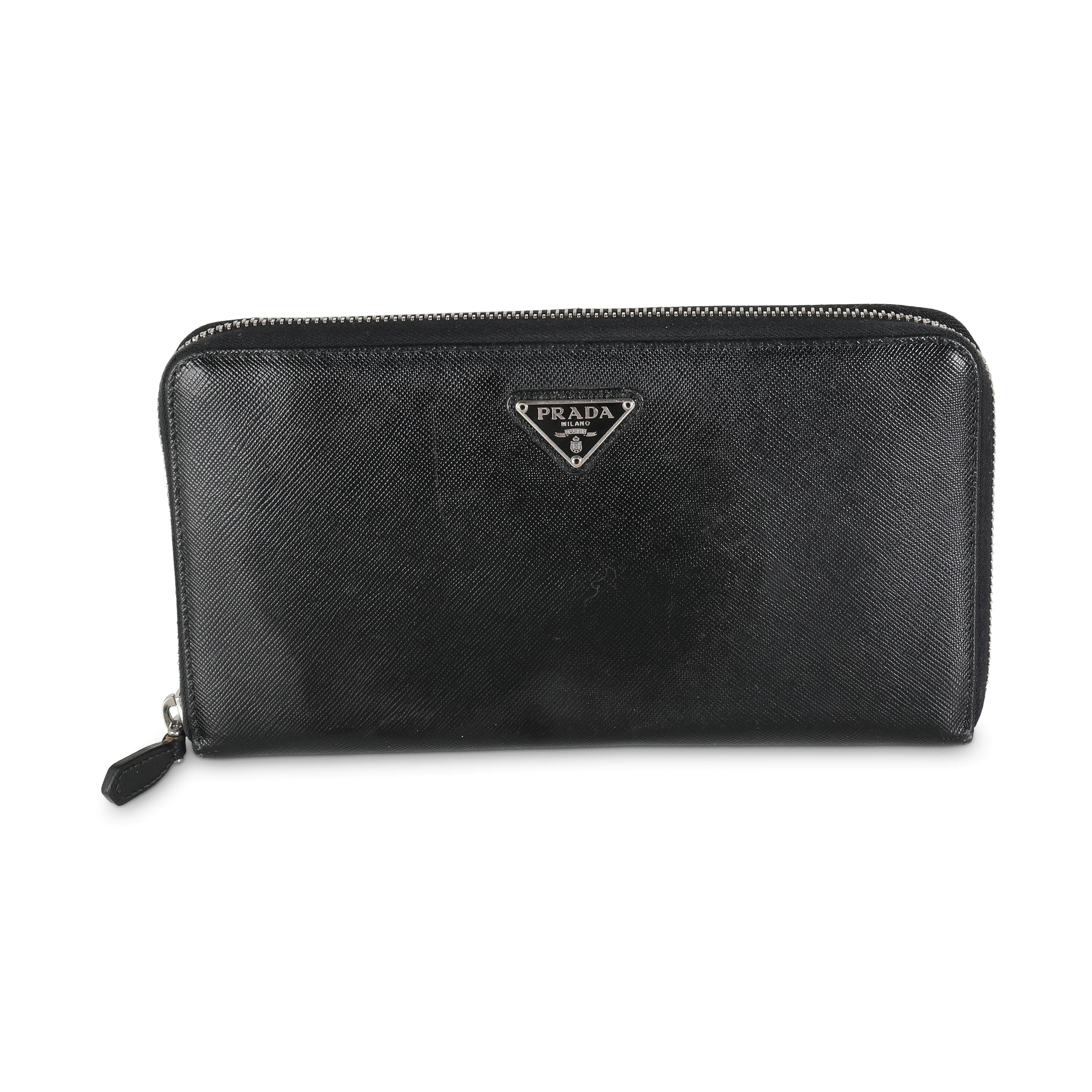 Prada Black Saffiano Large Travel Wallet